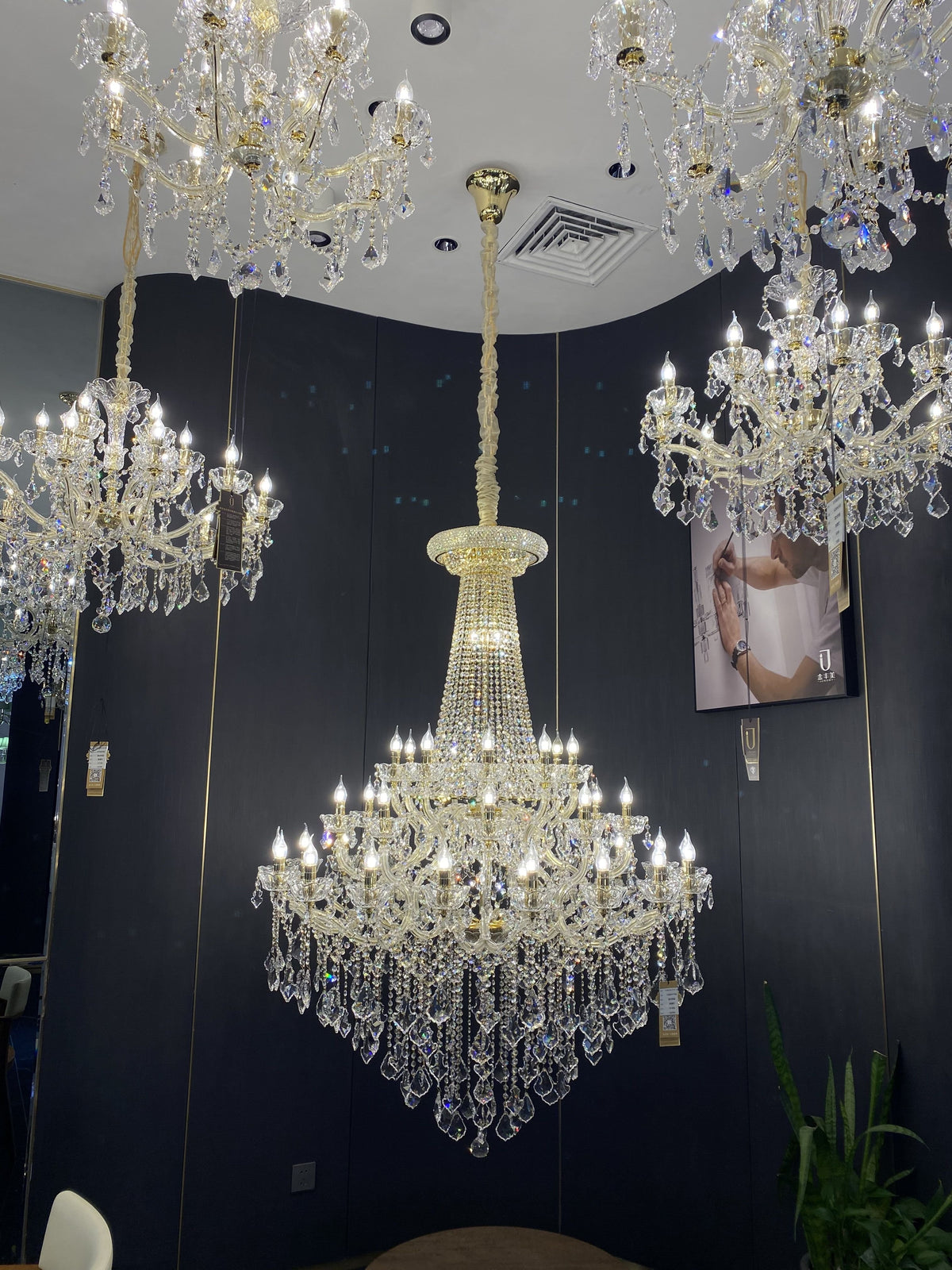 Extra Large French Candle Crystal Branch Chandelier for Foyer and Staircase