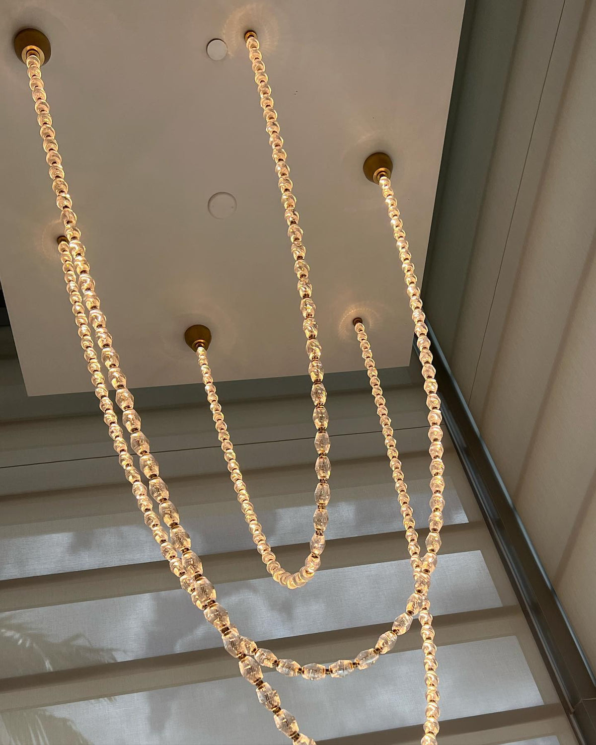 Creative Glass Pearl Necklace Pendnat Chandelier for Living/Dining Room/Staircase
