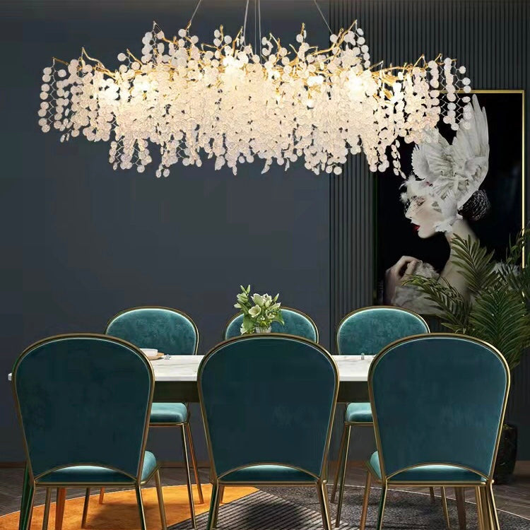 Luxury Branches Crystal Frosted Glass Chandelier Set for Living and Dining Room