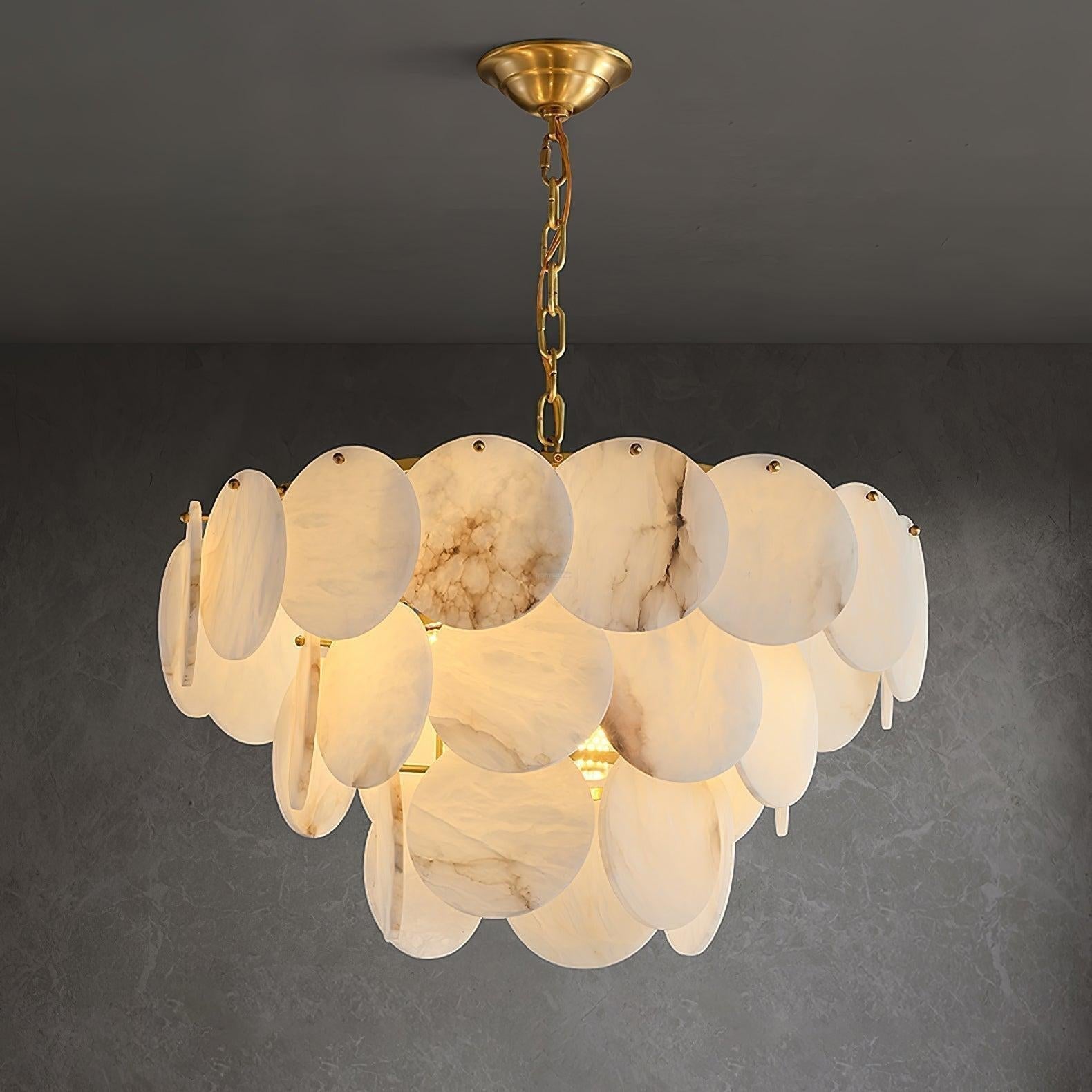Alabaster Shell Brass Chandelier with 2/3/4/5/6 layer - Merlin Lamps