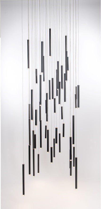 Brillia Round Two-Tone Tubular Pendant Light Chandelier - Merlin Lamps