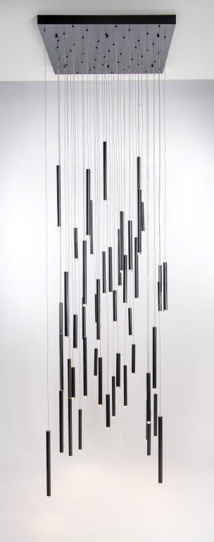 Bellini Square Tri-Tone Tubular Pendant Light Chandelier - Merlin Lamps