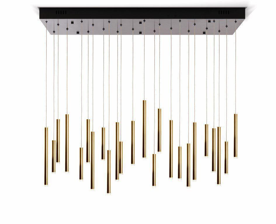 Bellini Rectangular Tri-Tone Tubular Pendant Light Chandelier - Merlin Lamps