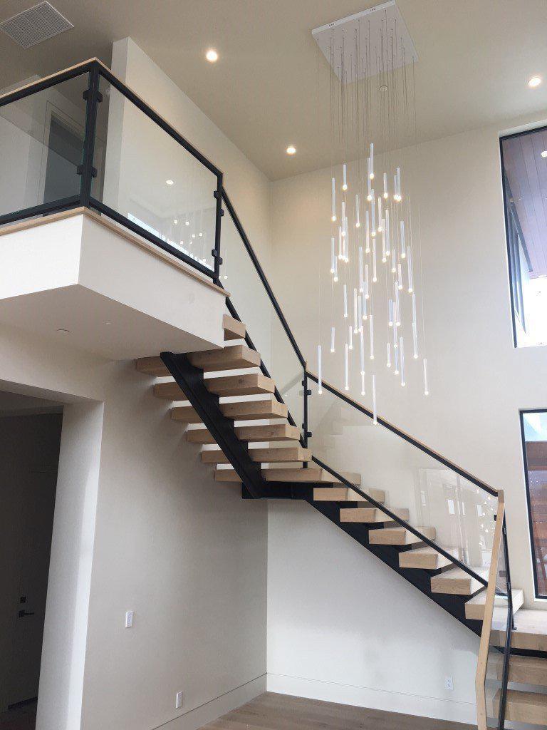 Bellini Square Tri-Tone Tubular Pendant Light Chandelier - Merlin Lamps