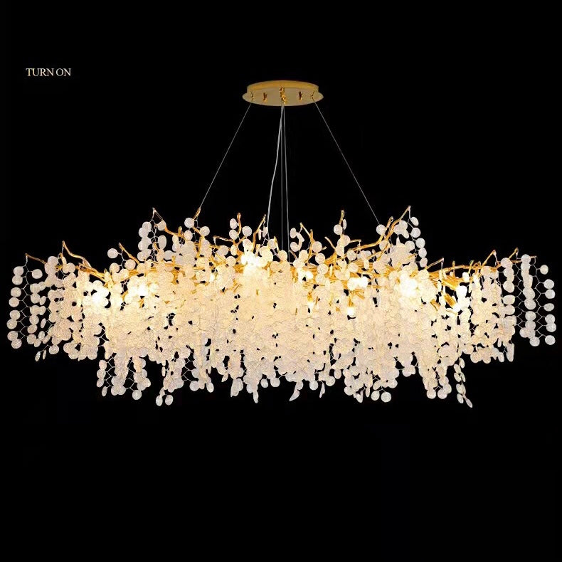 Luxury Branches Crystal Frosted Glass Chandelier Set for Living and Dining Room
