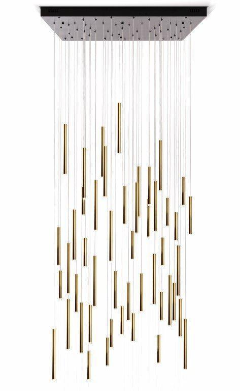 Bellini Square Tri-Tone Tubular Pendant Light Chandelier - Merlin Lamps