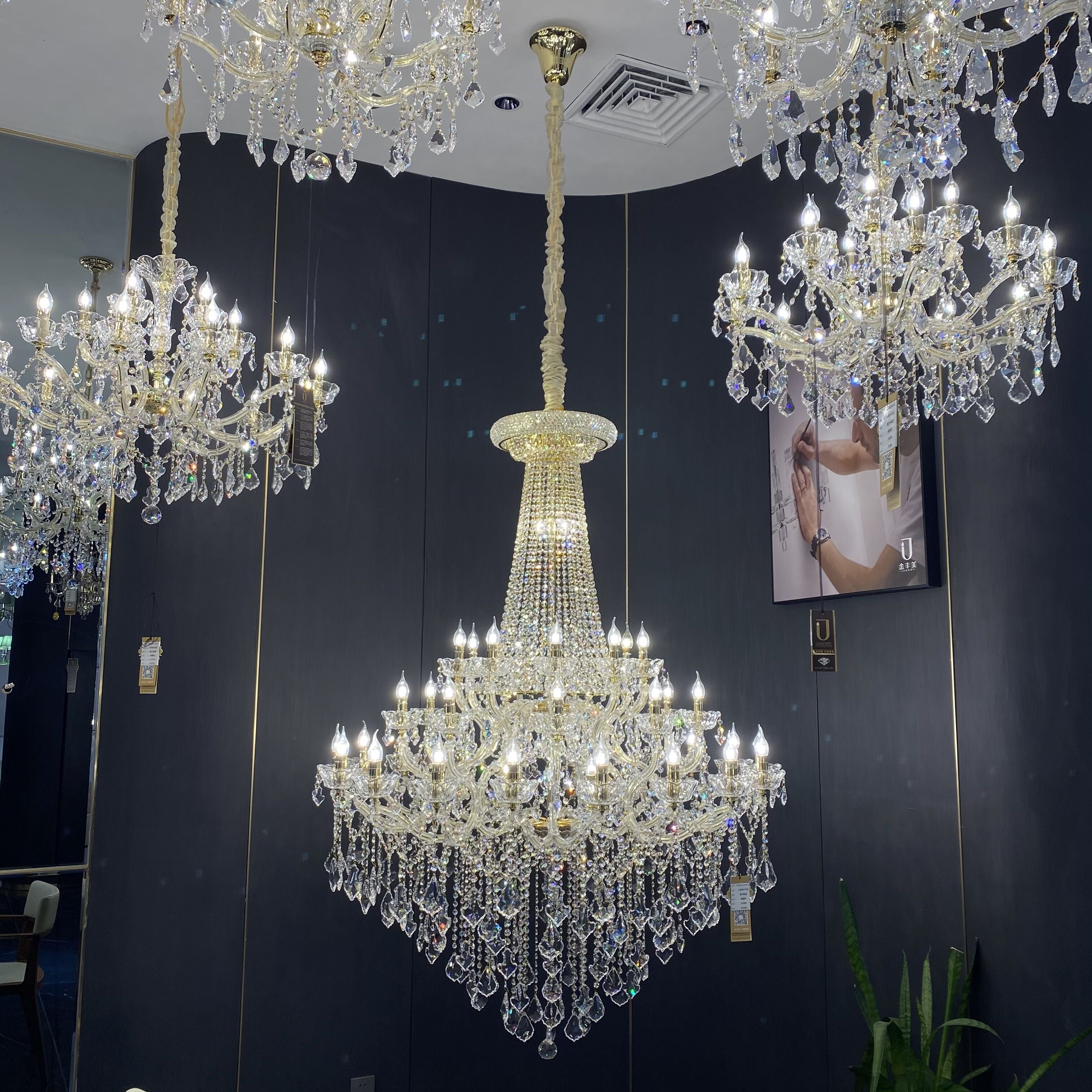 Extra Large French Candle Crystal Branch Chandelier for Foyer and Staircase