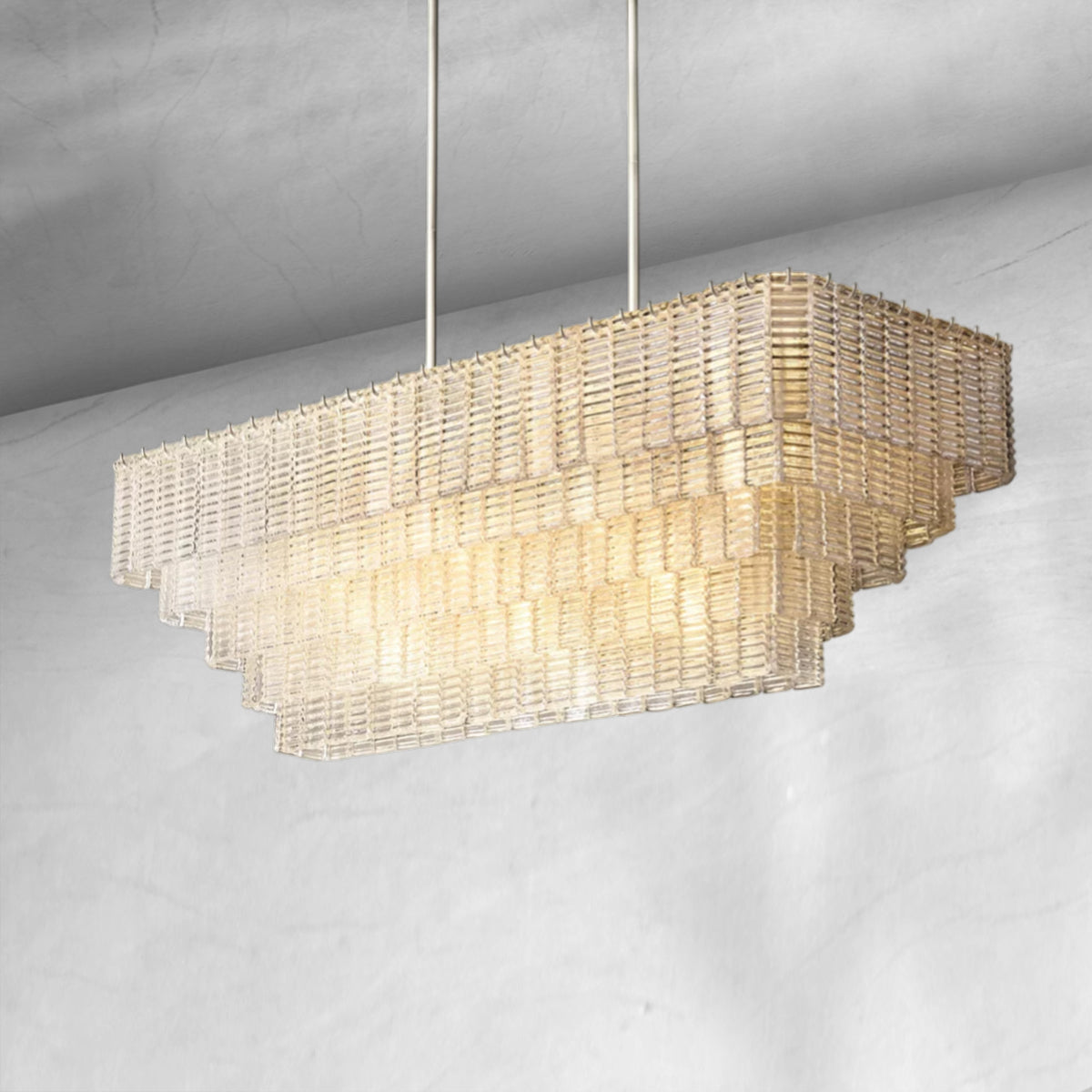 Selene Clear Glass Rectangle Chandelier 59"