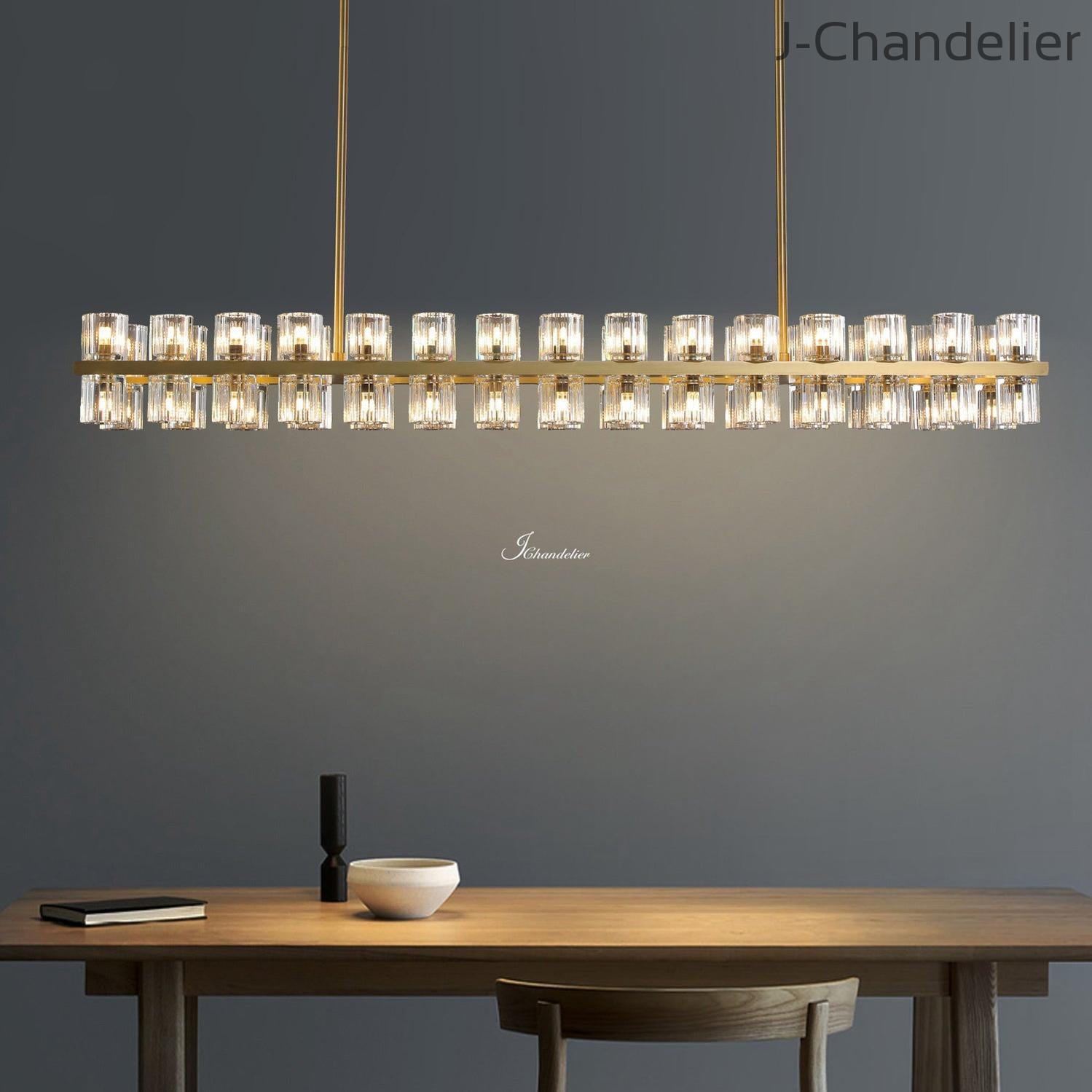 Arcachen Crystal Rectangular Chandelier 72"