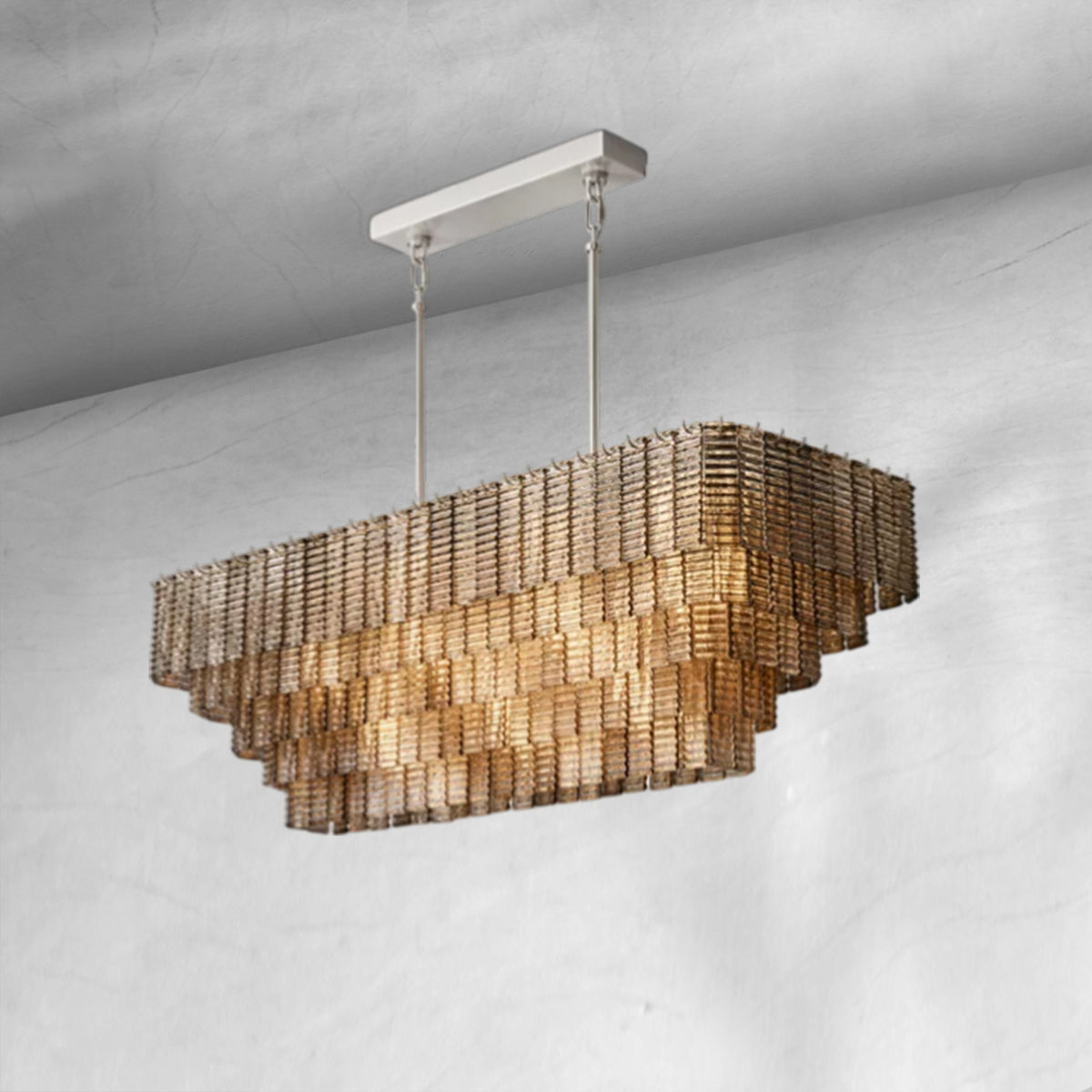 Selene Smoke Glass Rectangle Chandelier 59"