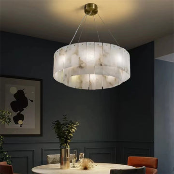 Brendra Alabaster 2-Tier Round Chandelier - Merlin Lamps