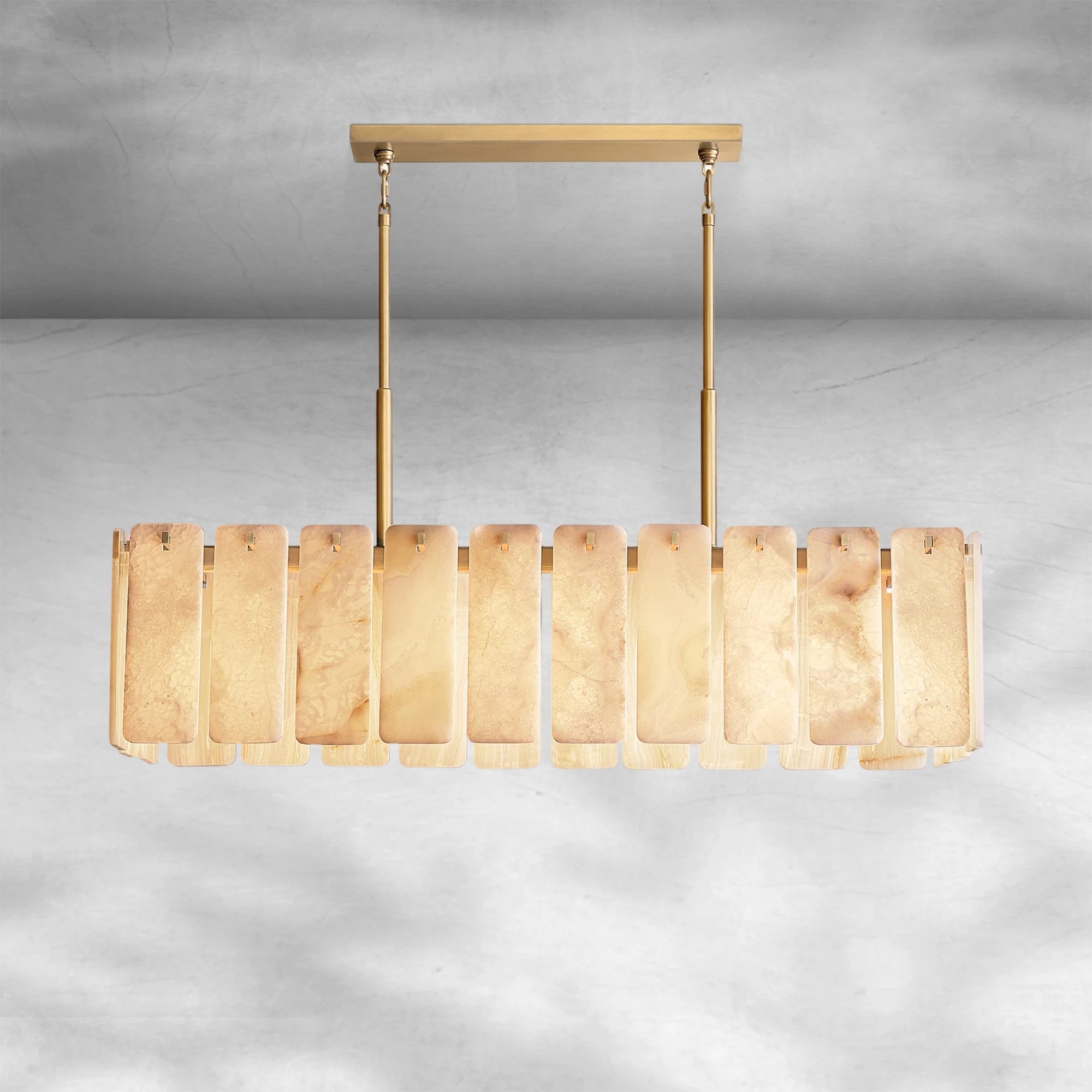 Calame Alabaster Rectangular Chandelier 60"