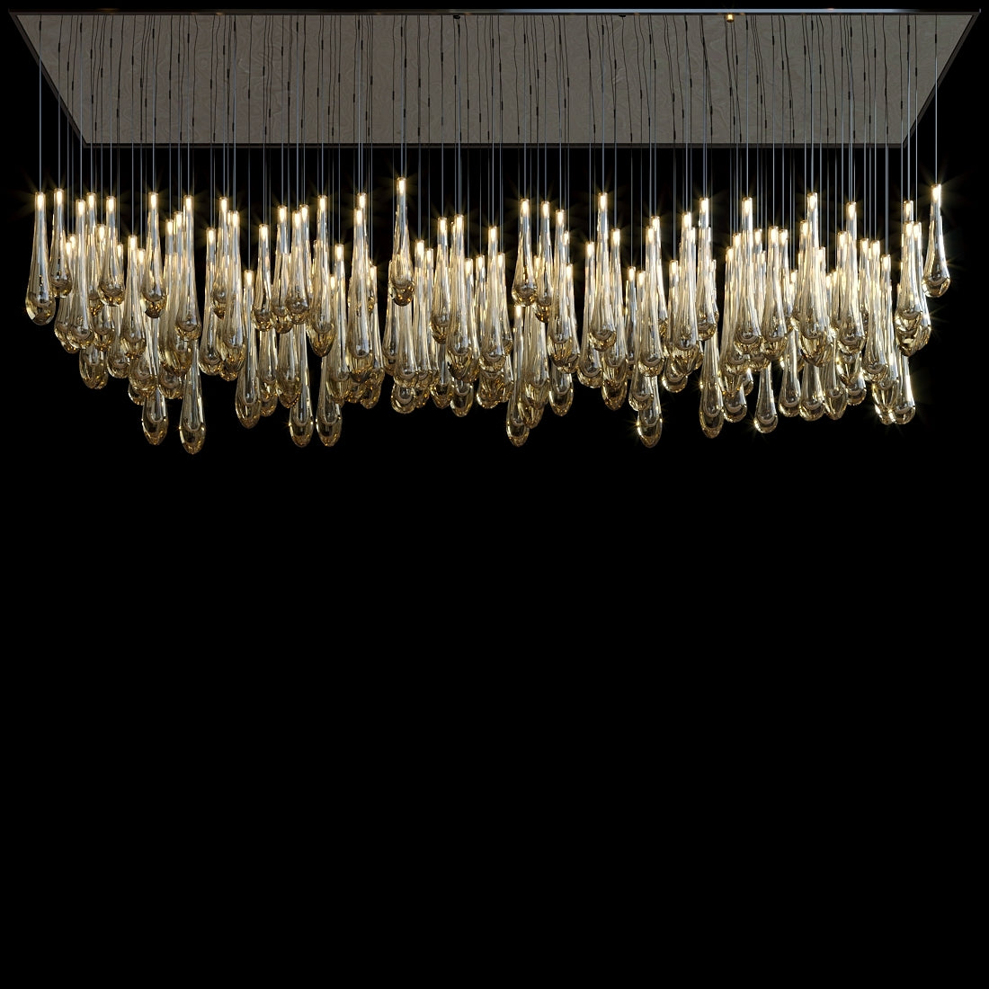 Aurelia Amber Teardrop Rain Glass Chandelier
