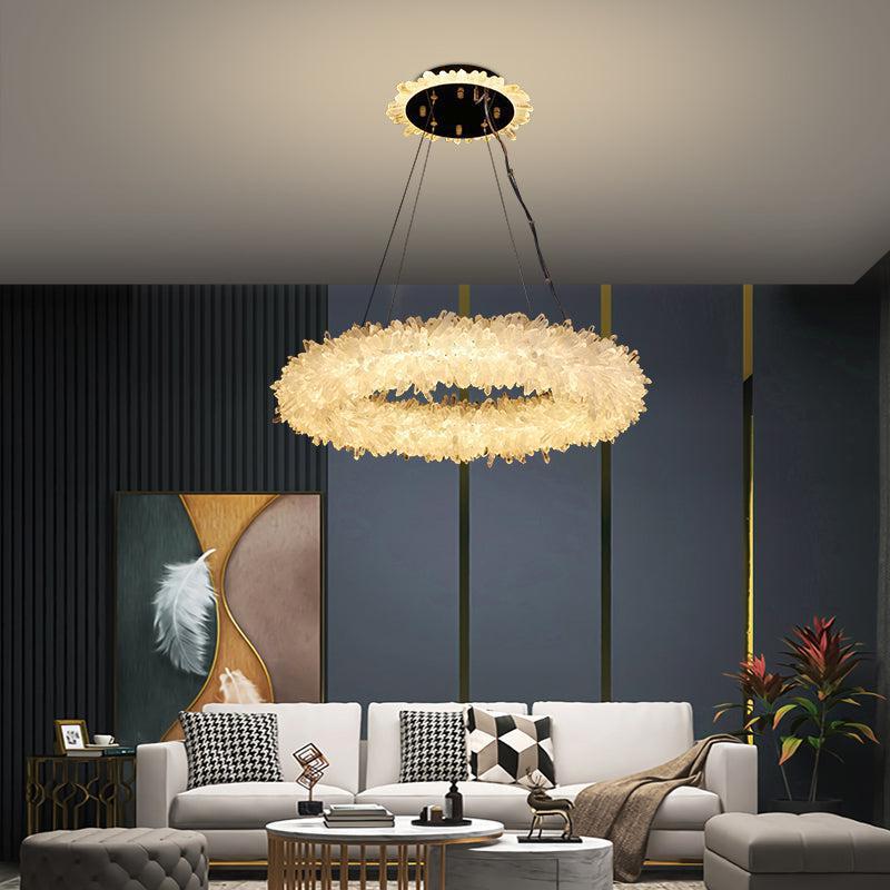 Derek Modern Rock Quartz Crystal Cluster Halo Chandelier - Merlin Lamps