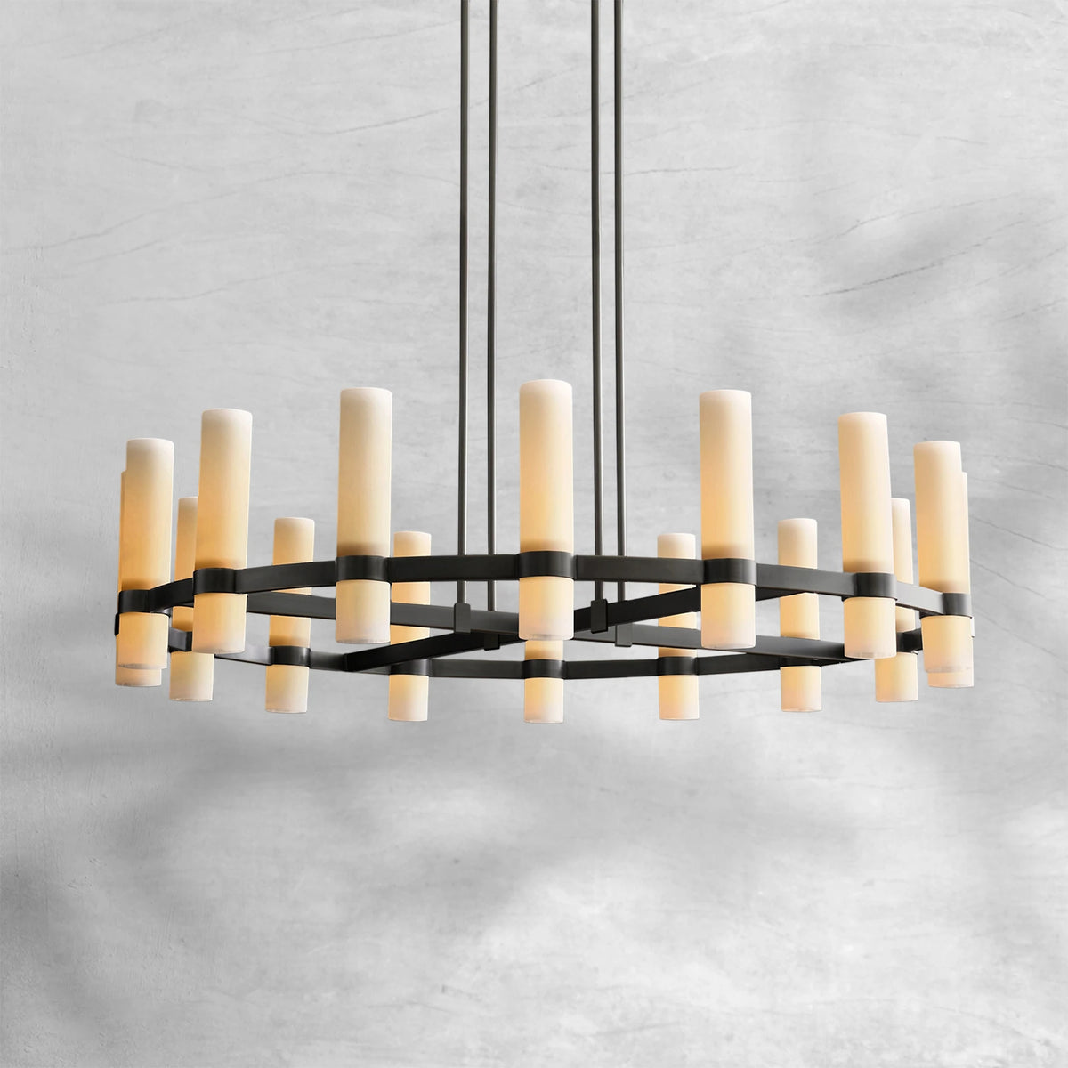 Ravion Round Milk Glass Chandelier