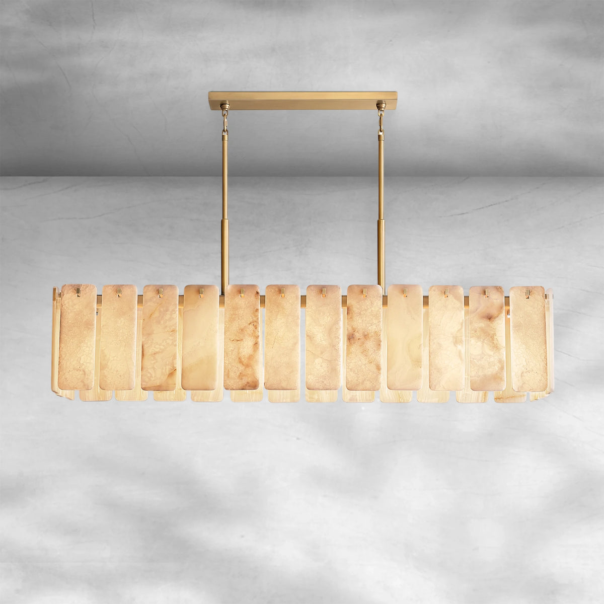 Calame Alabaster Rectangular Chandelier 72"