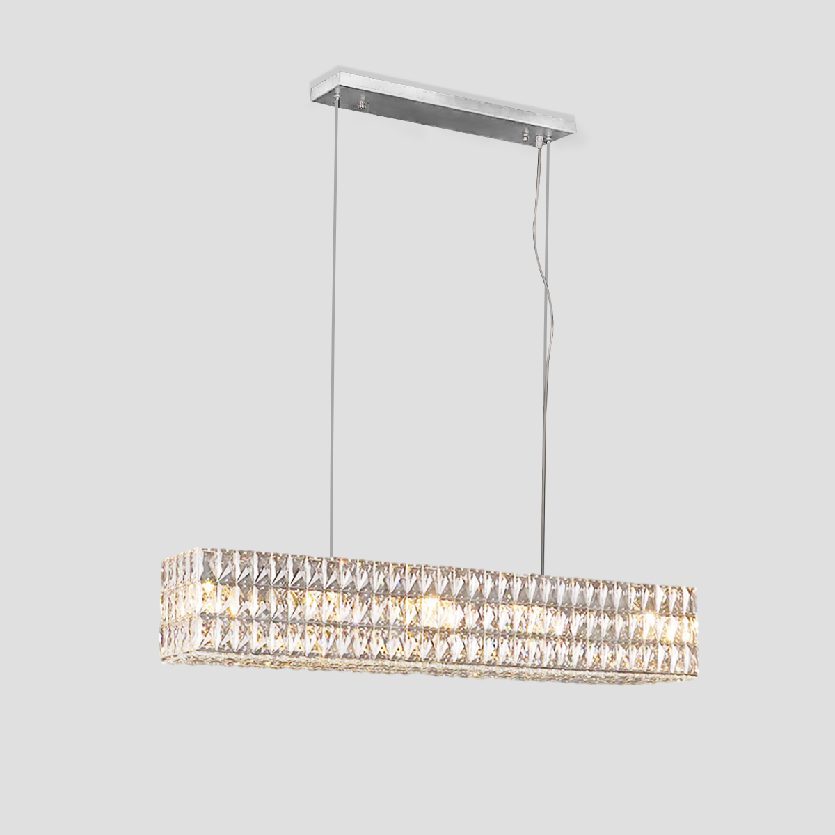 Rectangular 3-Tier K9 Crystal Chandelier 40" 48" 61" 73"