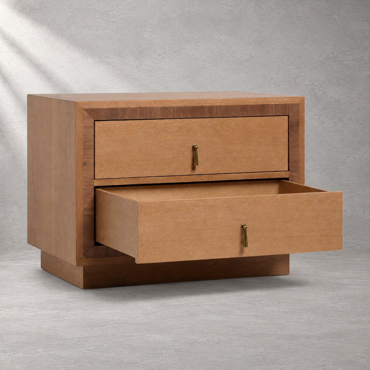 Two-Drawer Oak Bedside Table