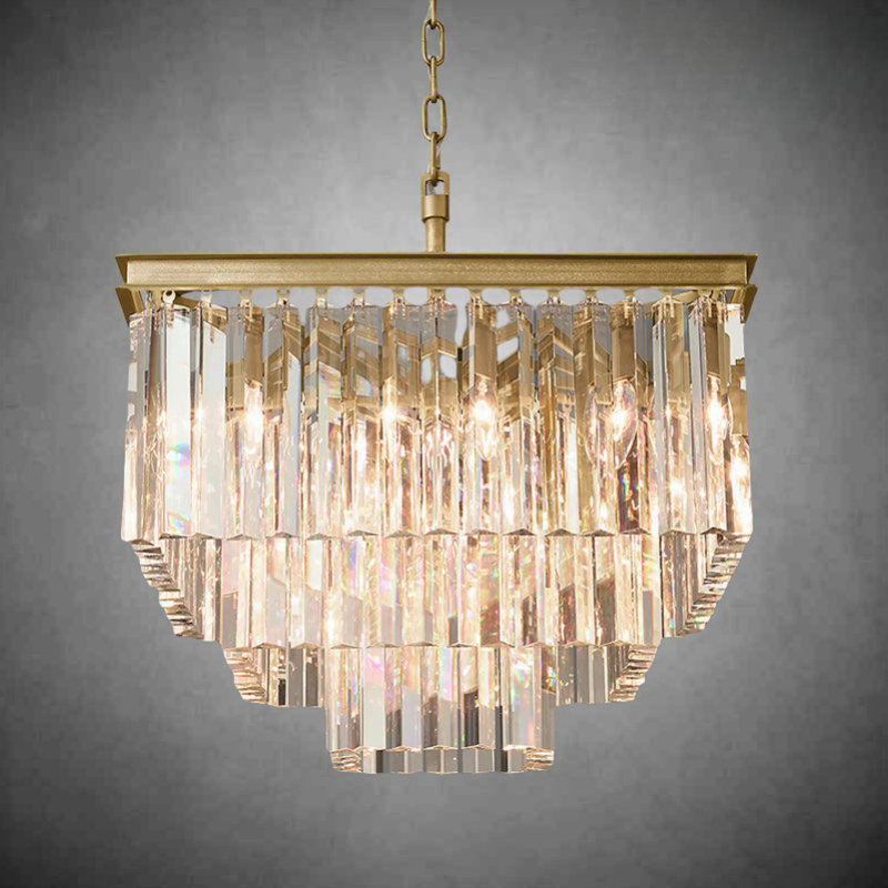 1920s Odaon Art Deco Square Chandelier 22"