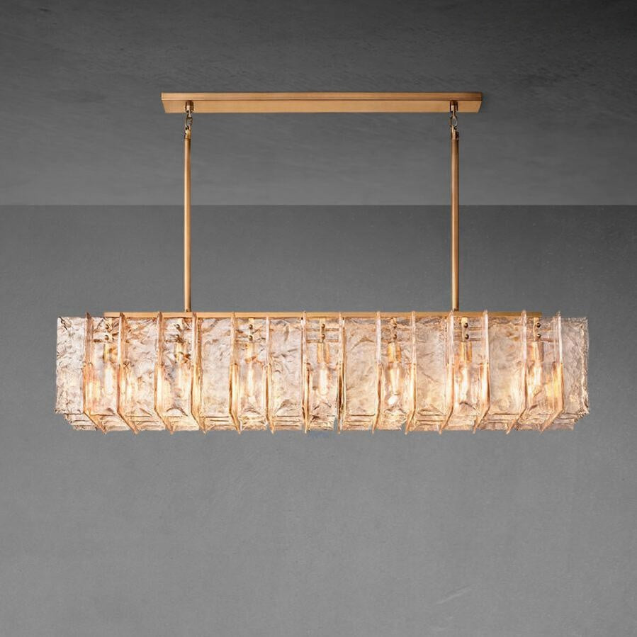 Lattace Smoke Glass Rectangular Chandelier 49"67"