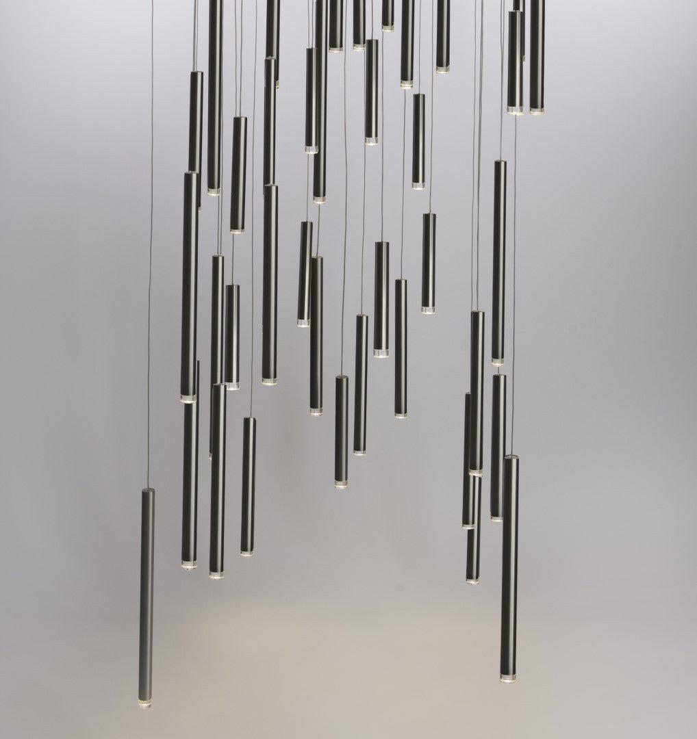 Bellini Square Tri-Tone Tubular Pendant Light Chandelier - Merlin Lamps