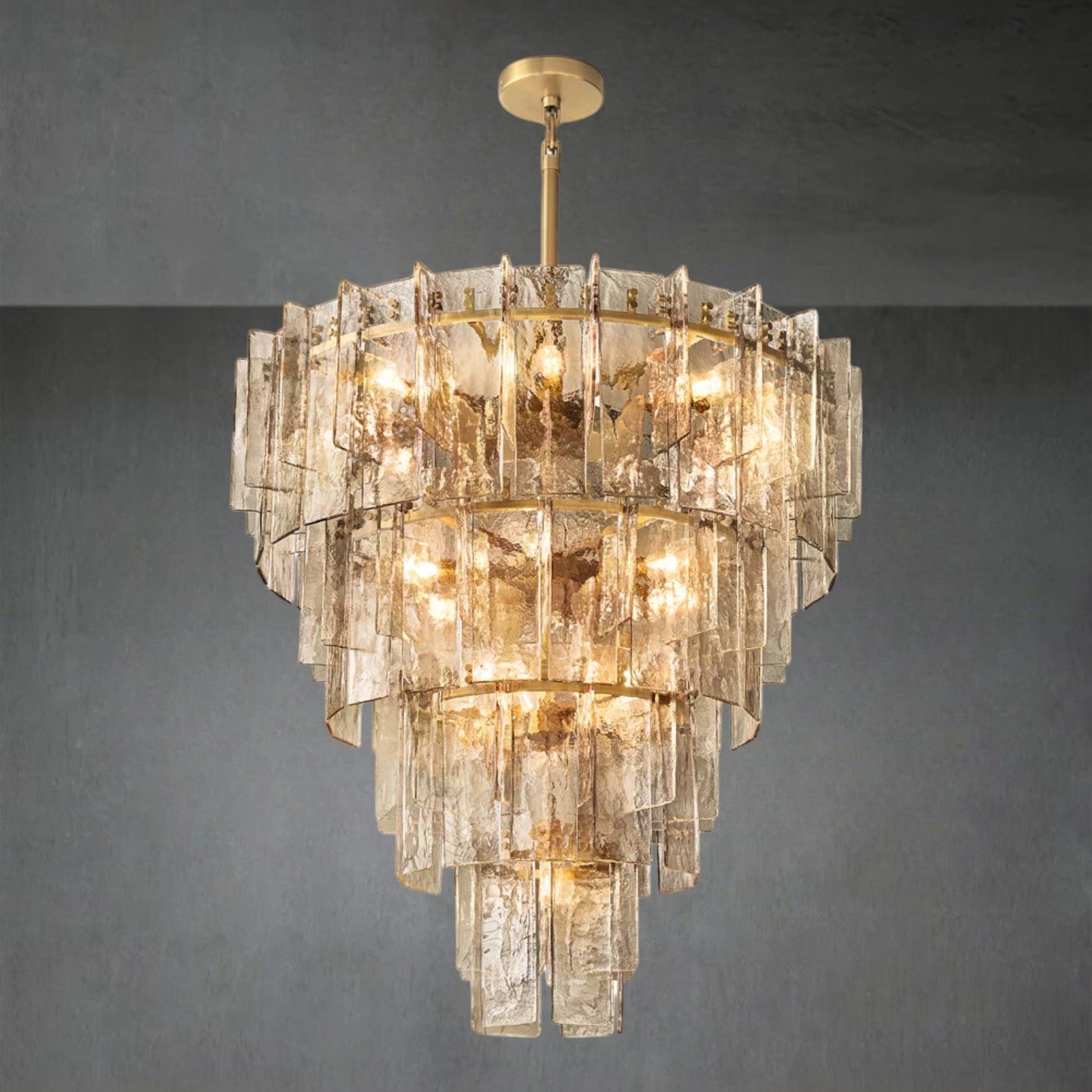 Lattace Smoke Glass Tiered Round Chandelier 36"47"