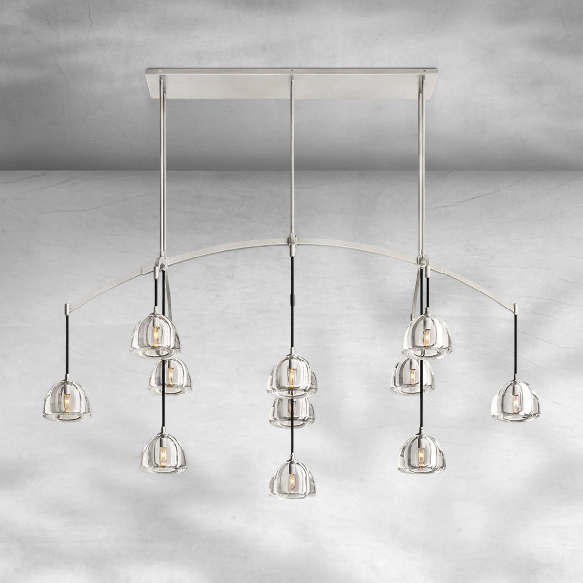 Haloid Modern Glass Linear Chandelier 54" 72"