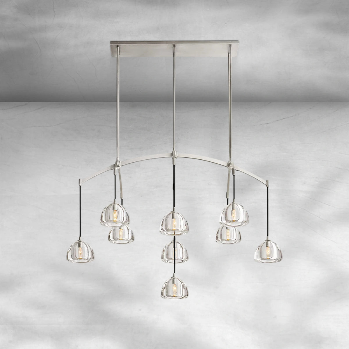 Haloid Modern Glass Linear Chandelier 54" 72"