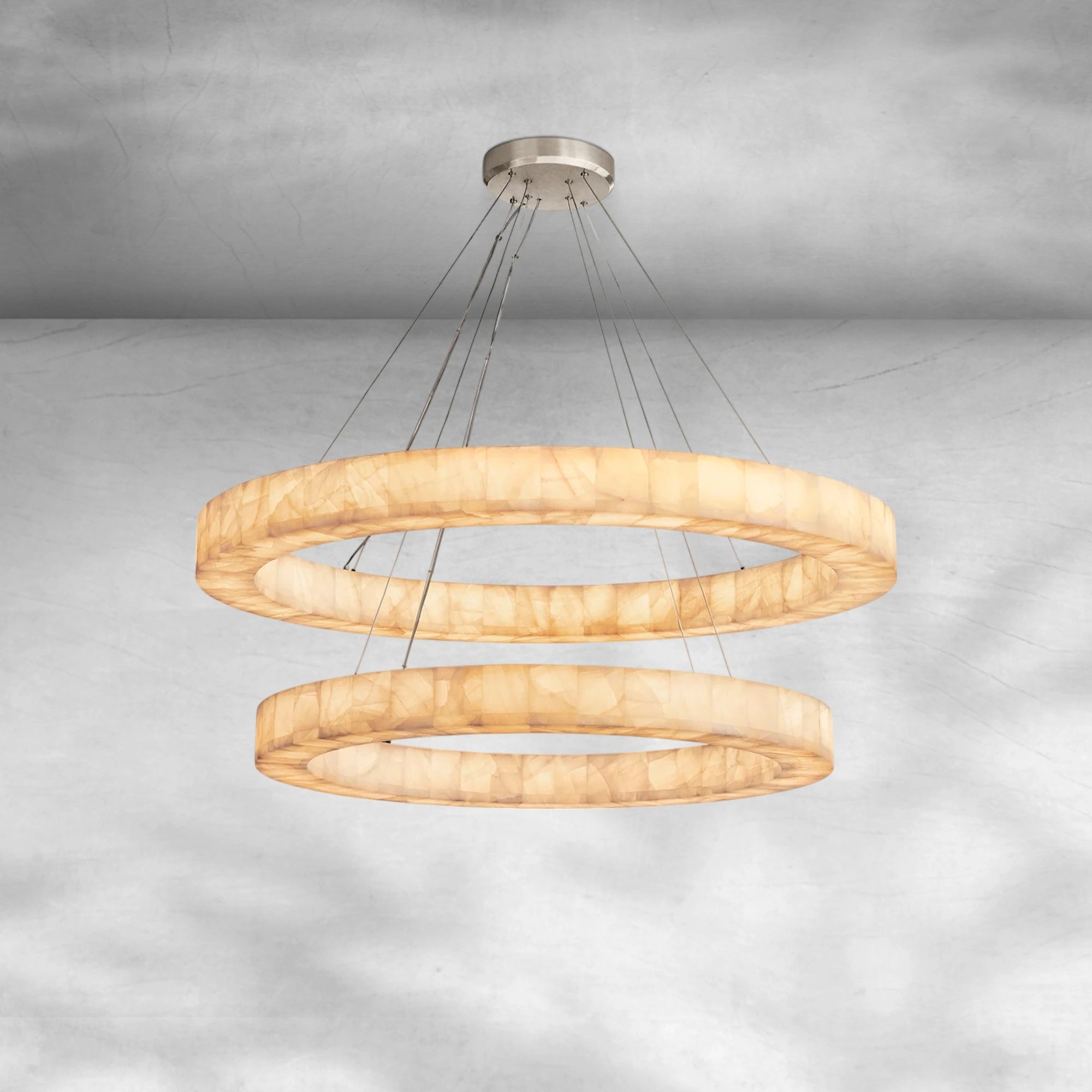 Rivaga 2-Tier Round Calcite Chandelier 60"