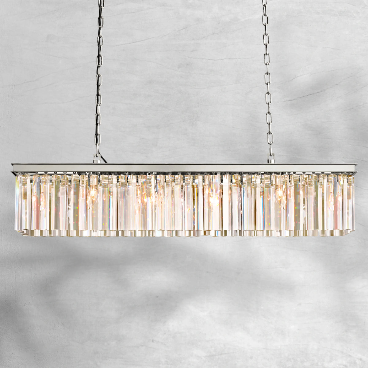 Riel Rectangular Crystal Chandelier 49"