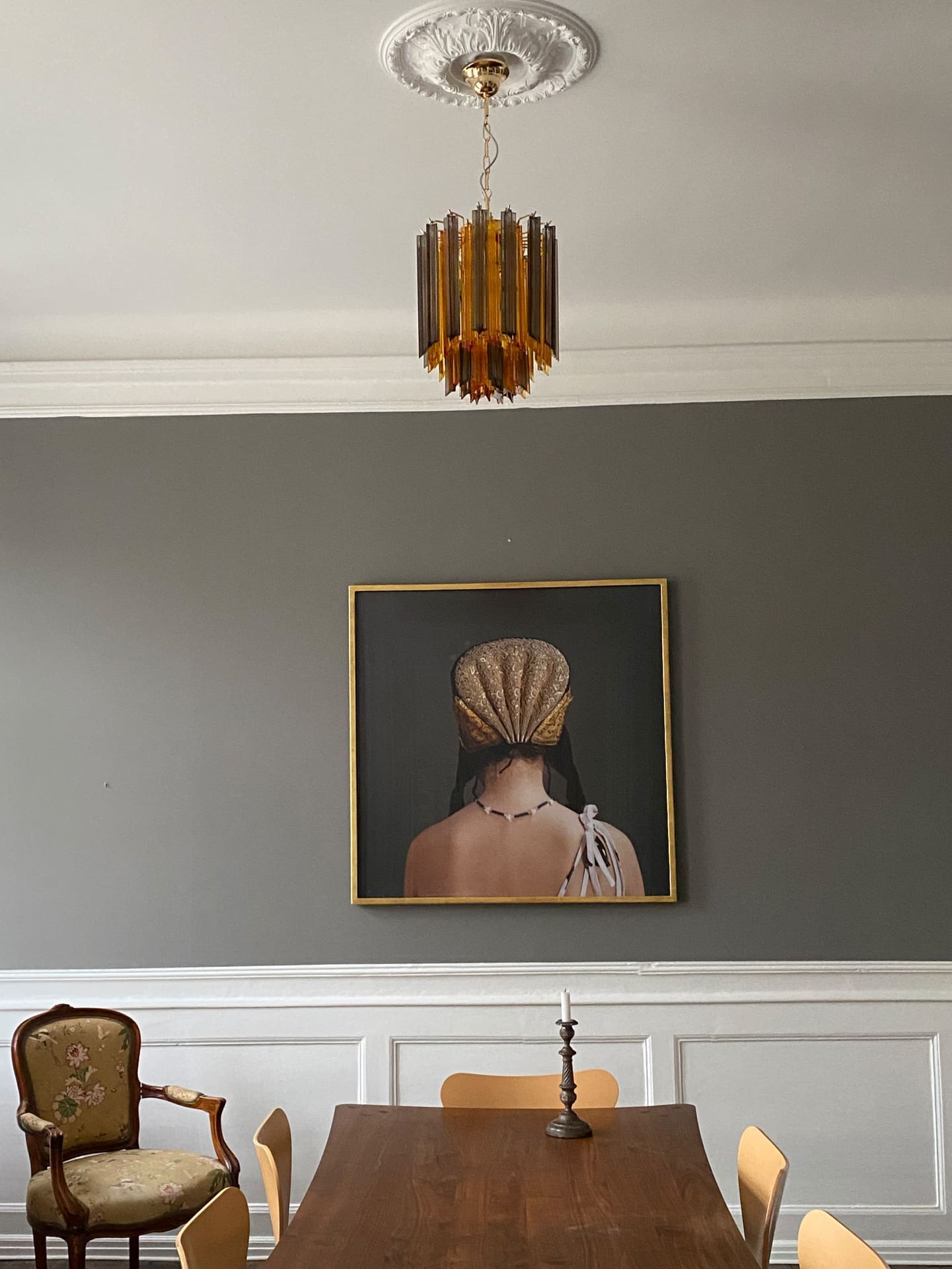 Murano Chandelier – 47 prisms – Amber/Smoked