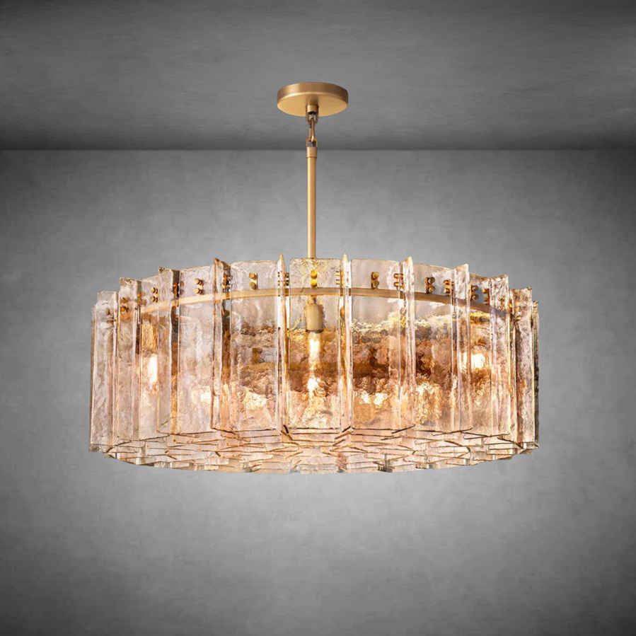 Lattace Smoke Glass Round Chandelier 36"48"