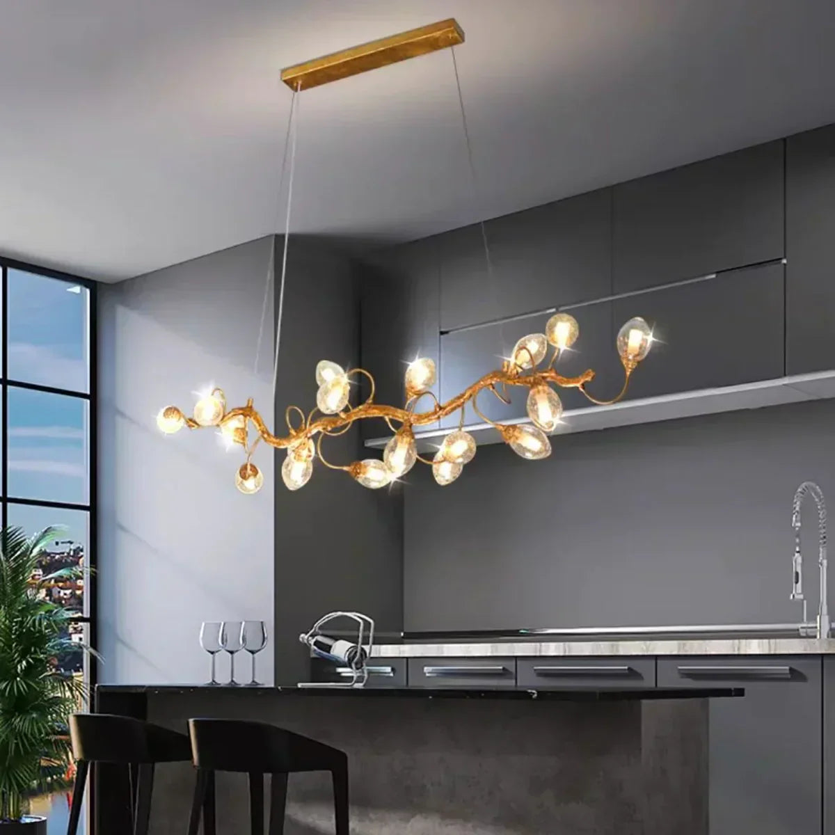 Art Clear Elegance Bubble Branch Linear Chandelier - Merlin Lamps