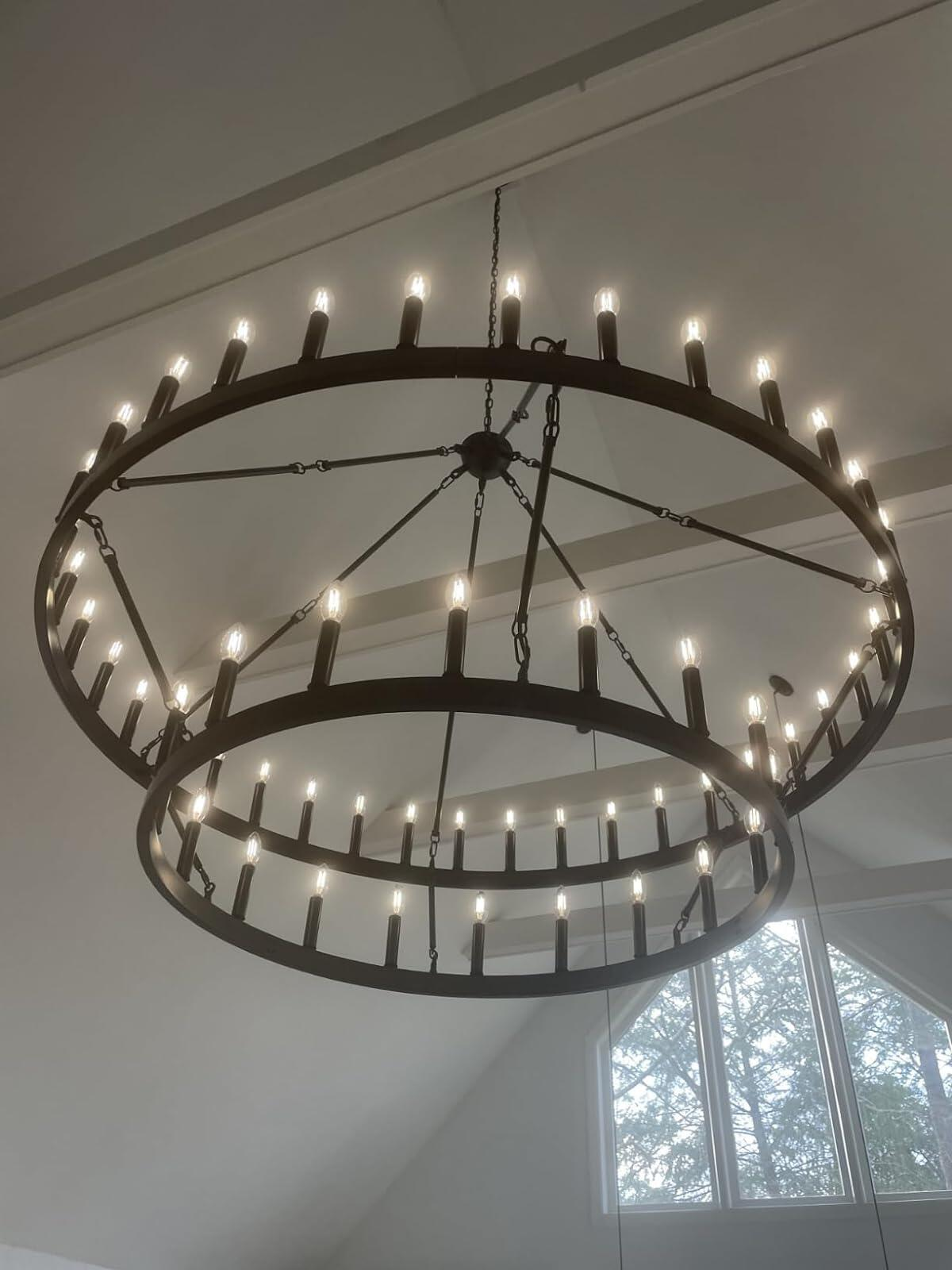 Celestine Vintage Filament Two-Tier Round Chandelier 71"