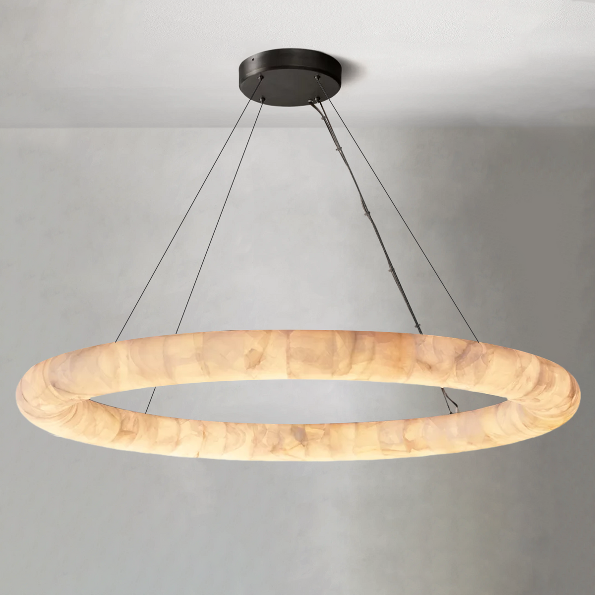 Riora Lisse Alabaster Round Chandelier 31" 41" 61"D