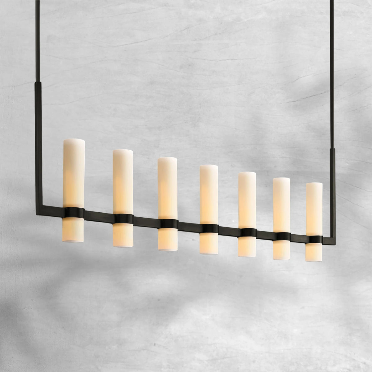 Ravion Linear Milk Glass Chandelier