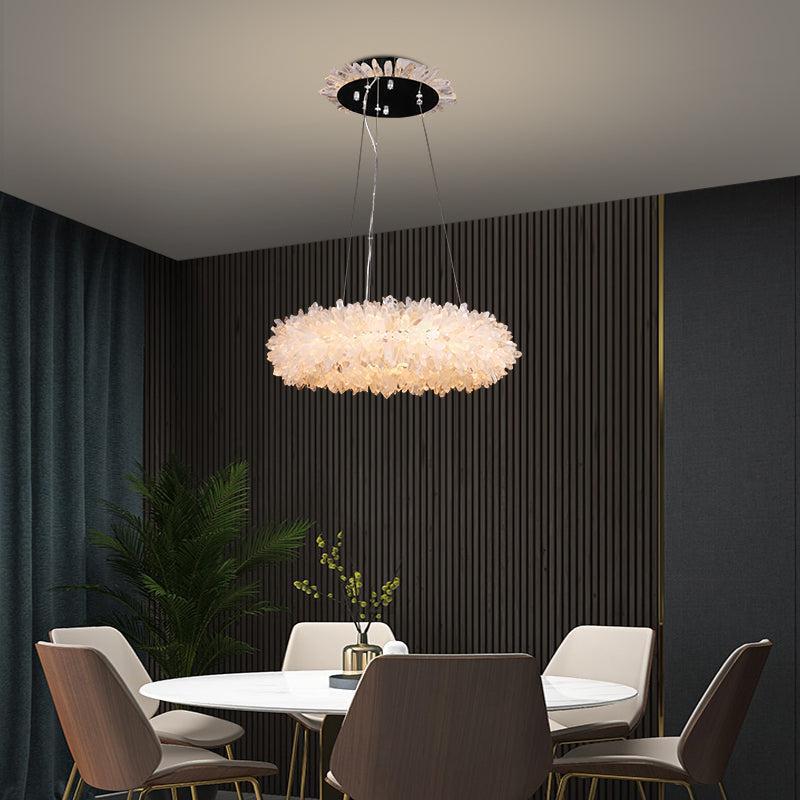 Derek Modern Rock Quartz Crystal Cluster Halo Chandelier - Merlin Lamps