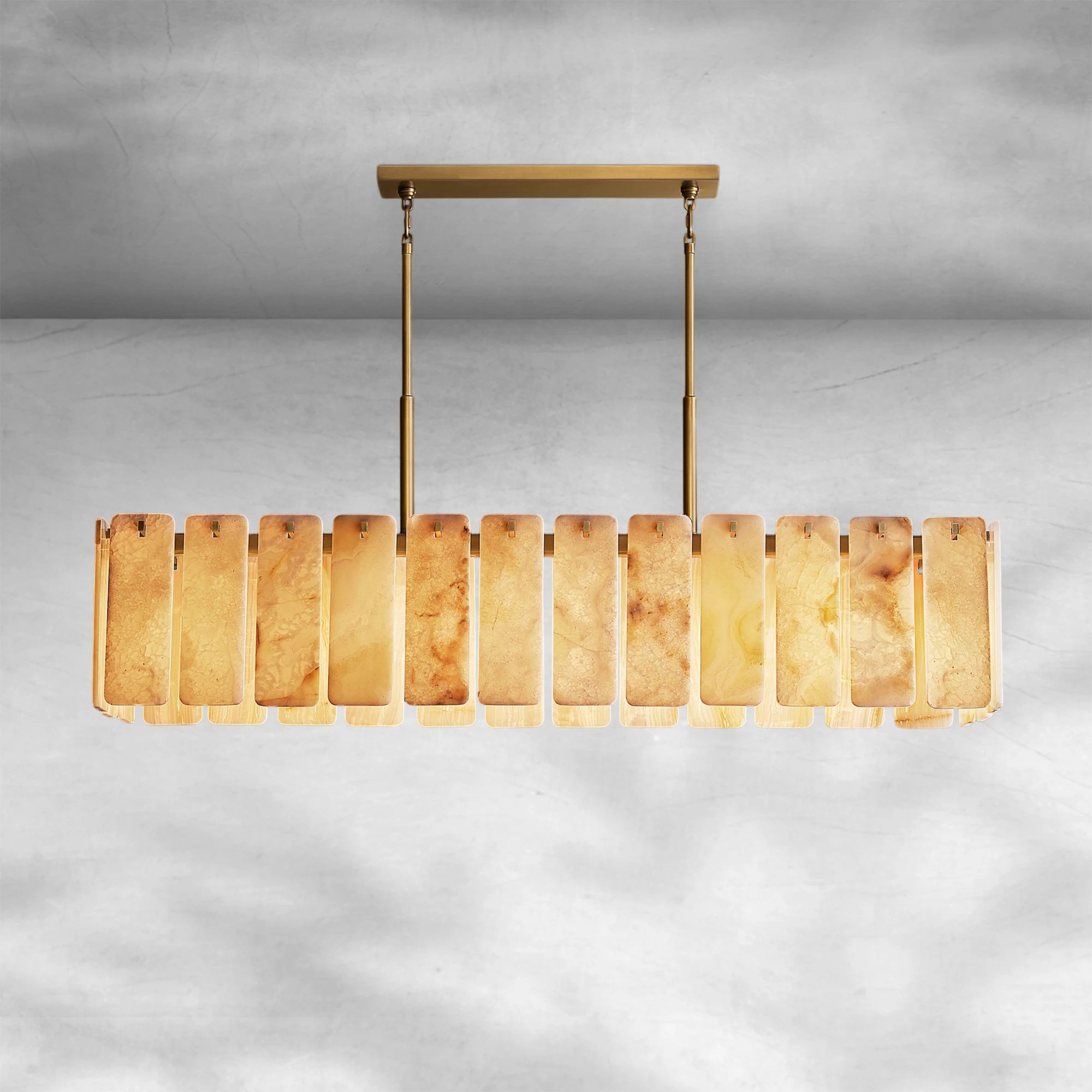 Calame Alabaster Rectangular Chandelier 72"