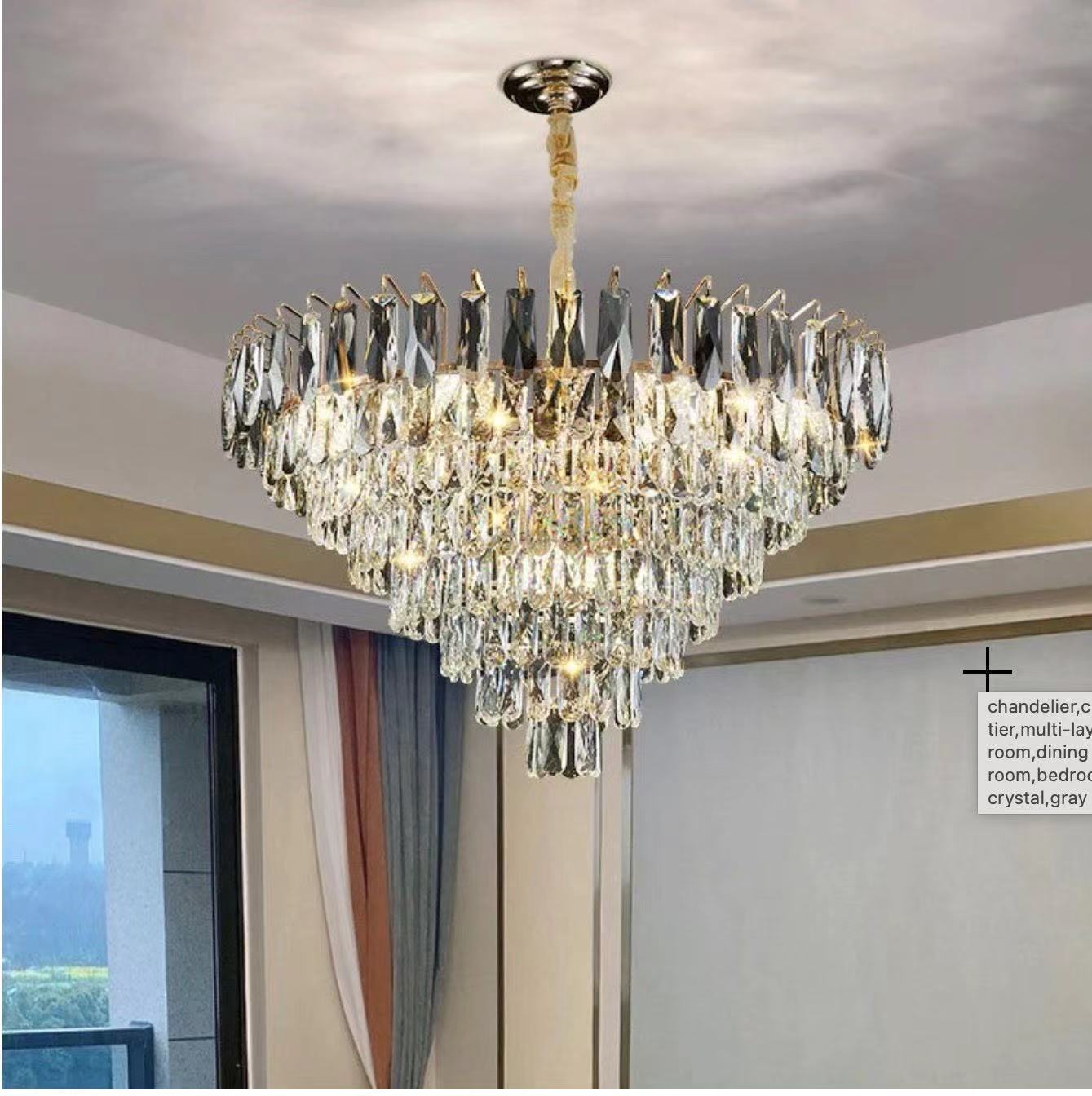 Evange Luxury Modern Crystal Tiered Chandelier chandeliers for dining room,chandeliers for stairways,chandeliers for foyer,chandeliers for bedrooms,chandeliers for kitchen,chandeliers for living room Kevin Studio Inc