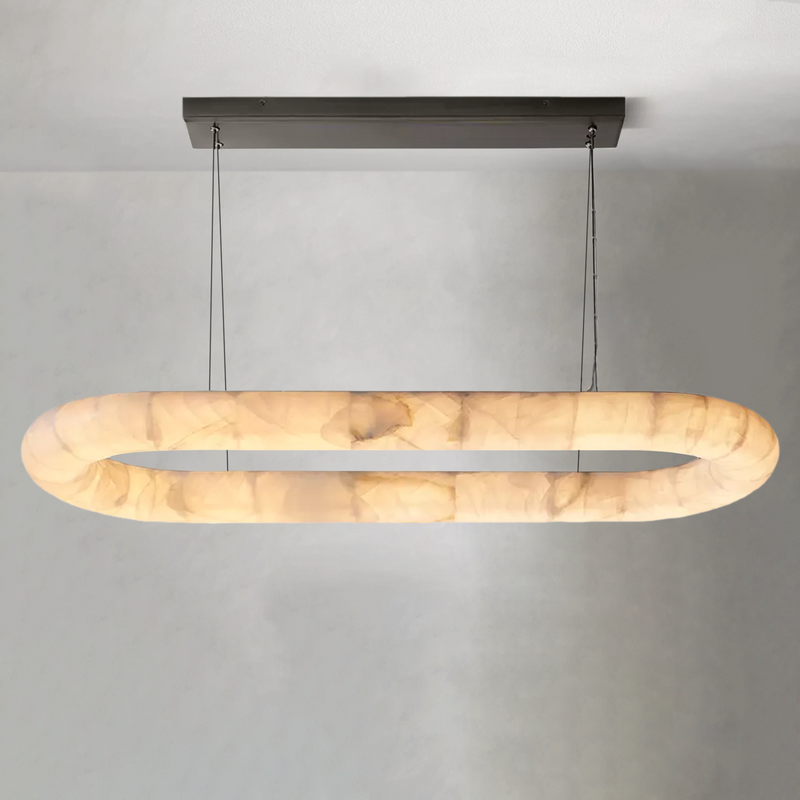 Riora Lisse Alabaster Oval Chandelier 57" 74"