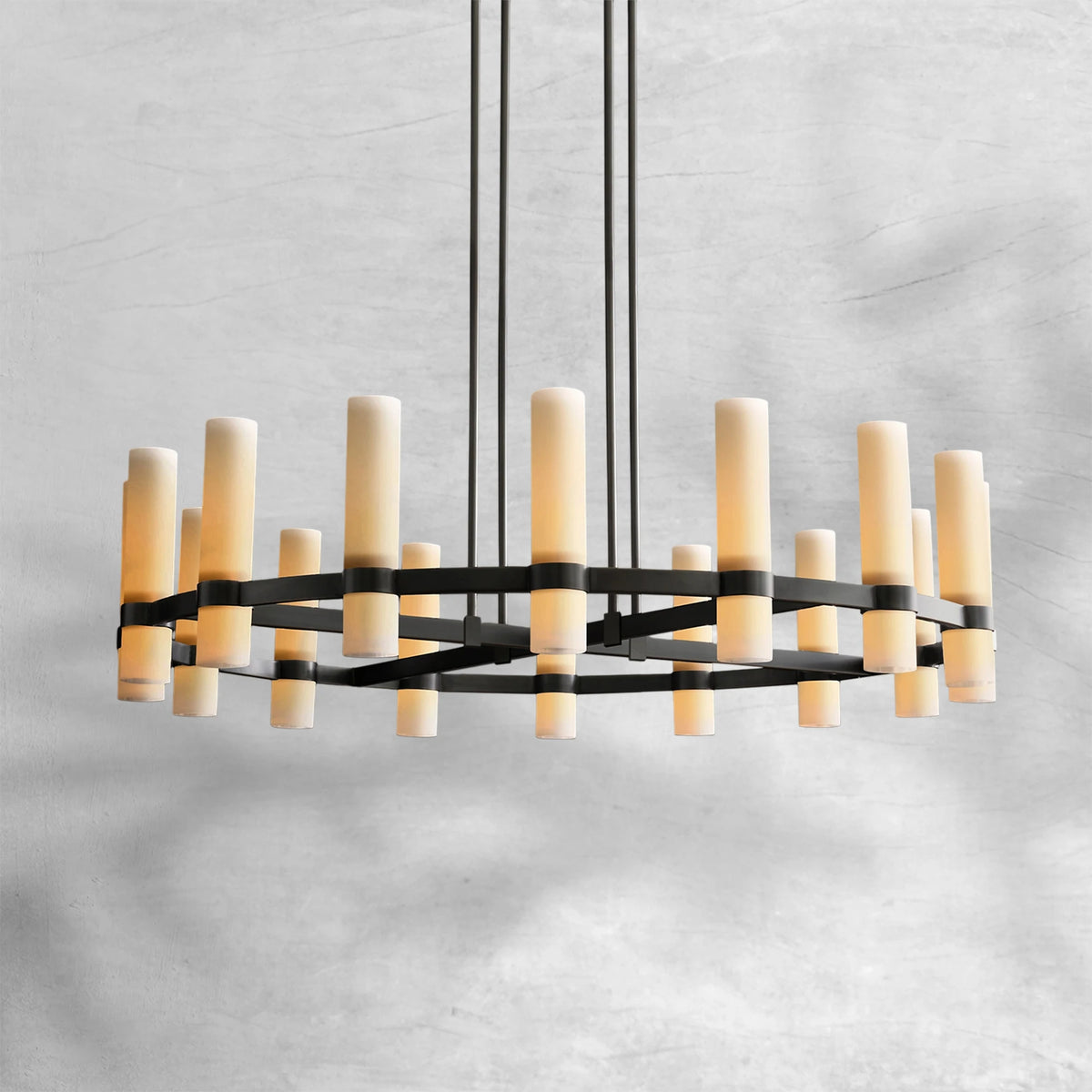 Ravion Round Milk Glass Chandelier