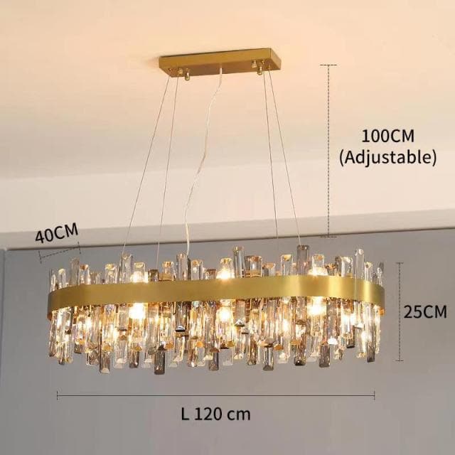 Elegance Rectangle Golden Lamp frame Crystal Chandelier 32" / 47"