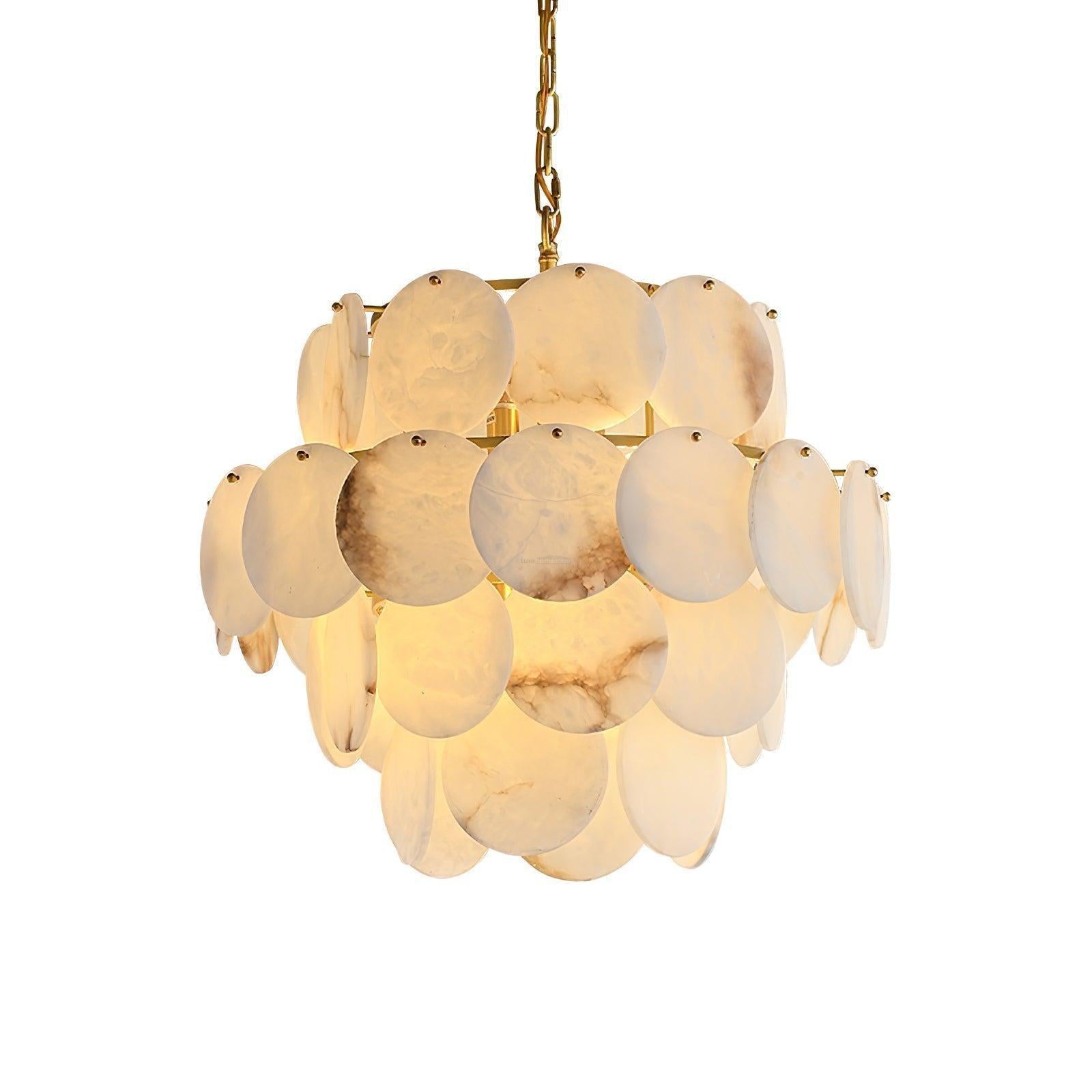 Alabaster Shell Brass Chandelier with 2/3/4/5/6 layer - Merlin Lamps