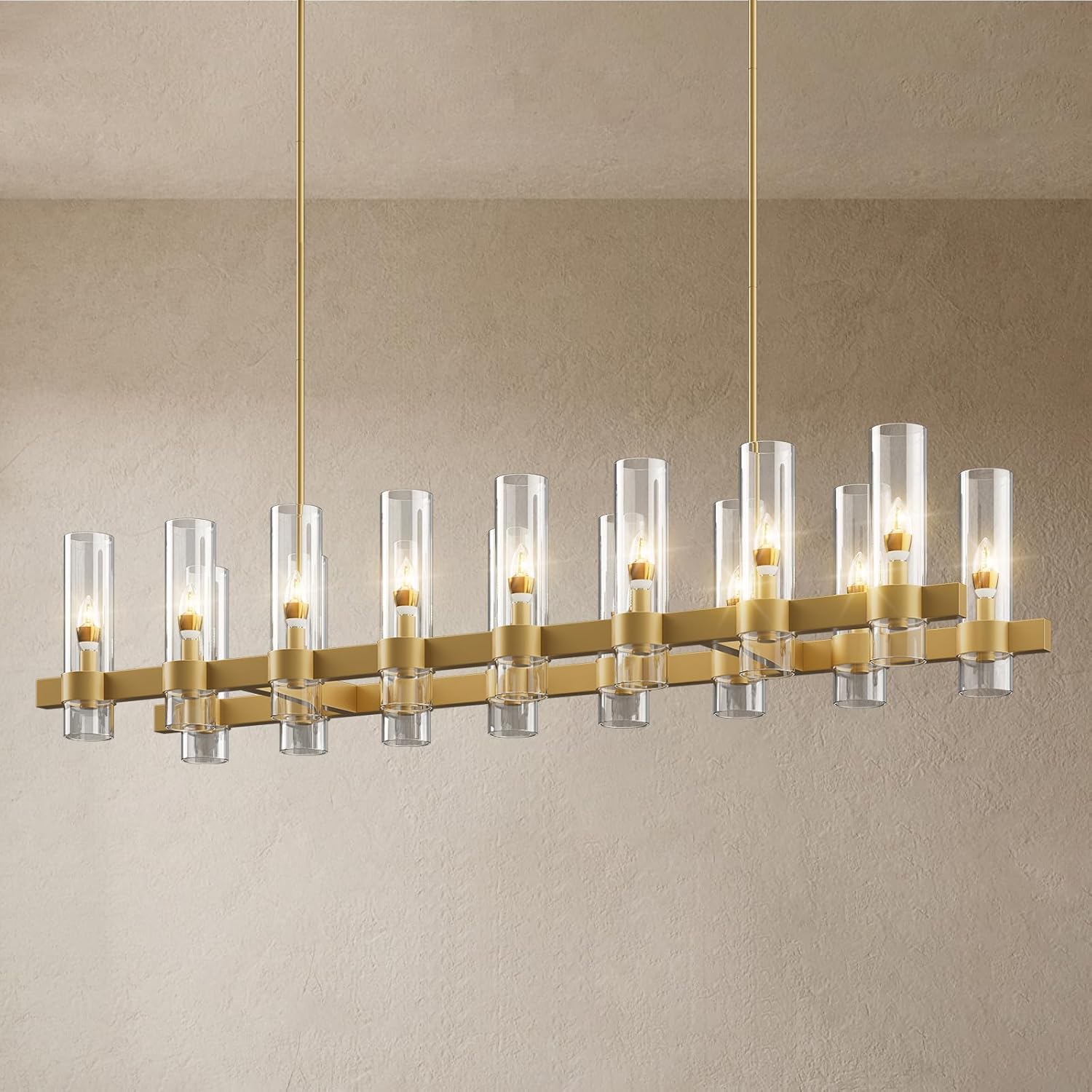 Modern Farmhouse Brass Chandelier 9 Light Pendant 54 61 67 Inch