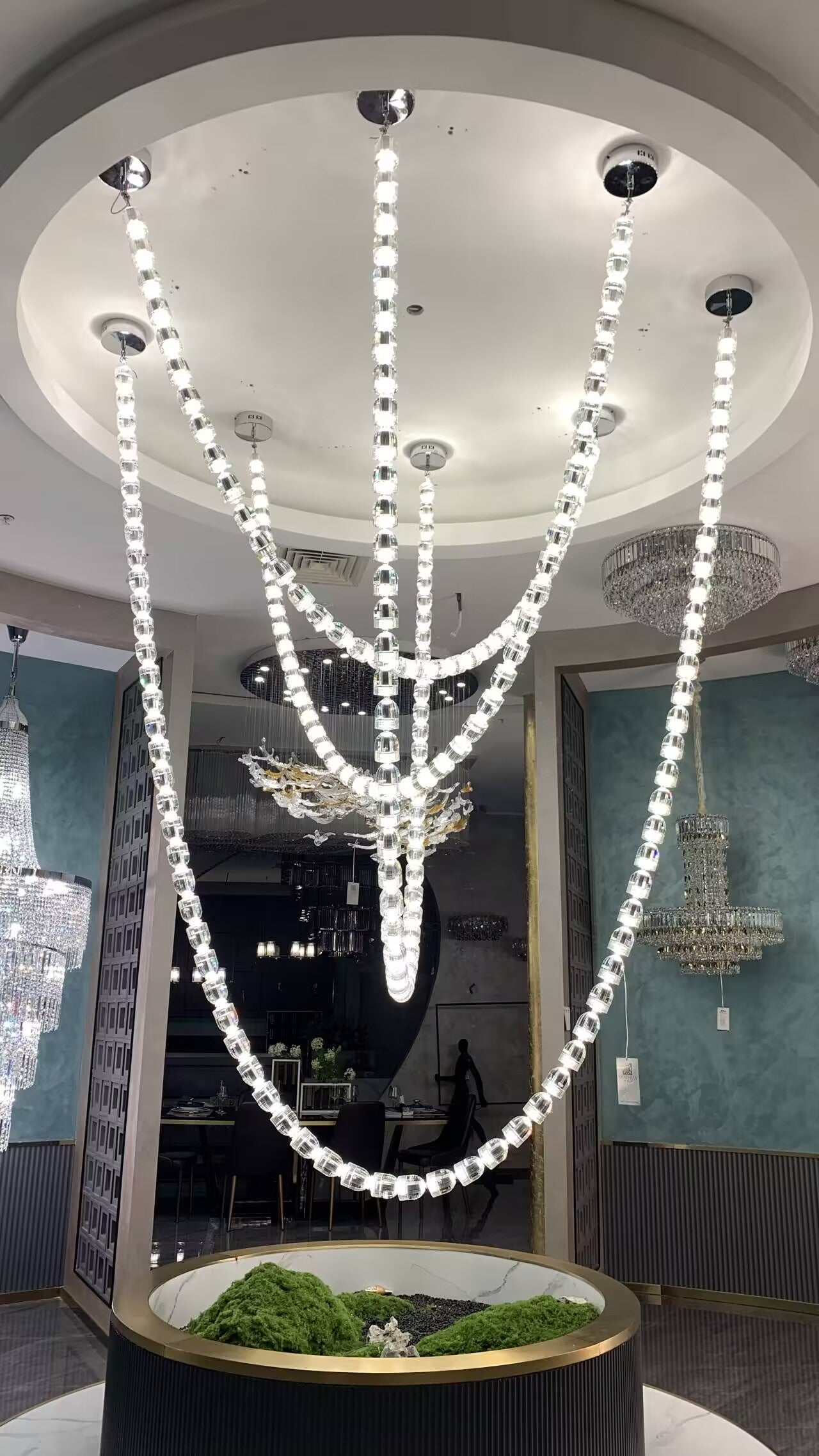 Modern Crystal Bullet Necklace Chain Chandelier for Living Room/Staircase/Foyer/Hotel/Restaurant