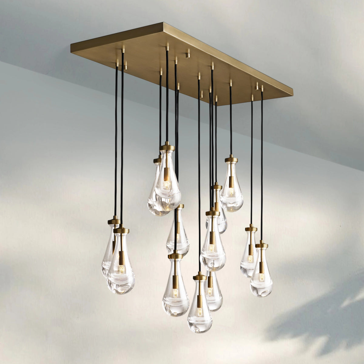Raindrop Glass Linear Chandelier 54"