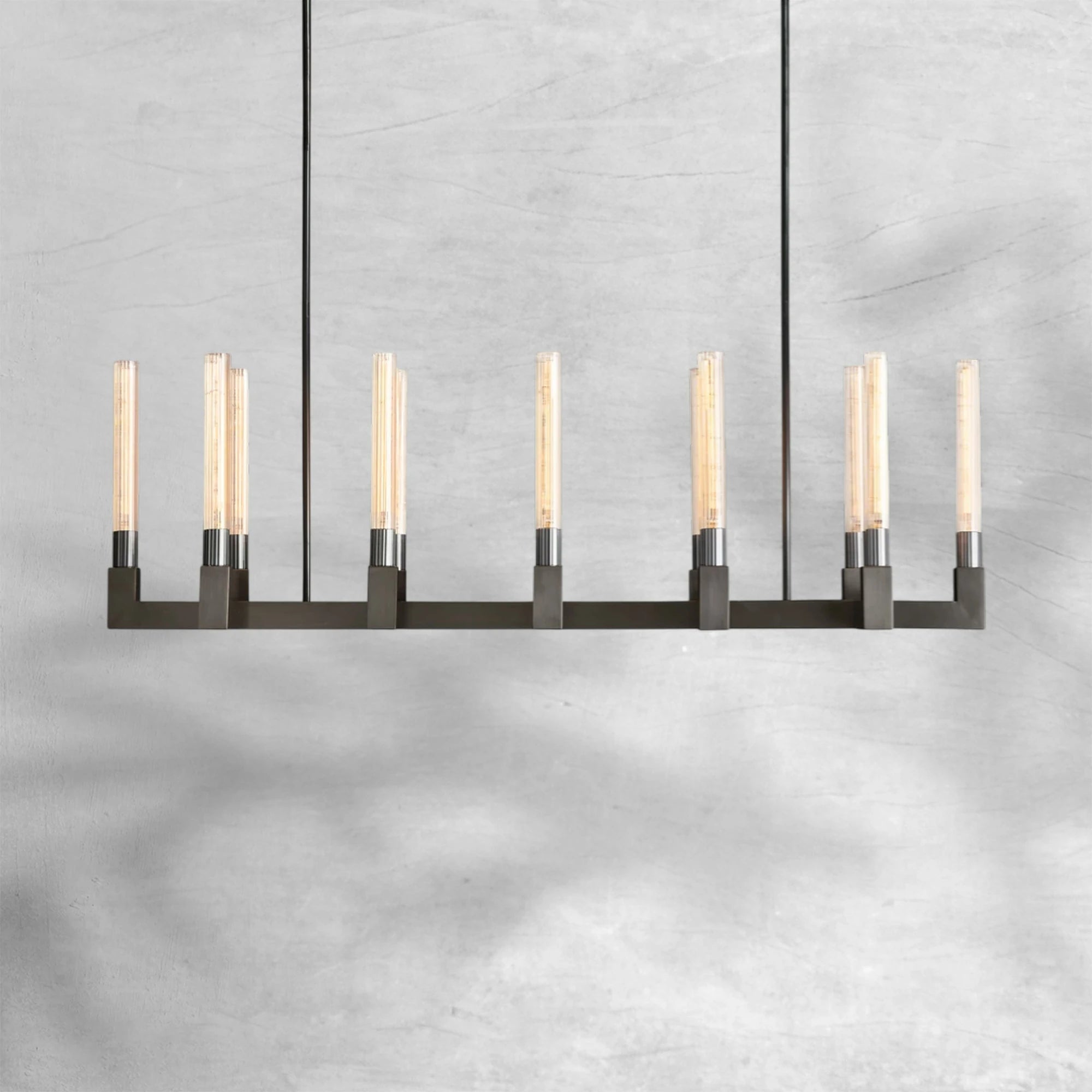 Cannel Glass Linear Chandelier 55"