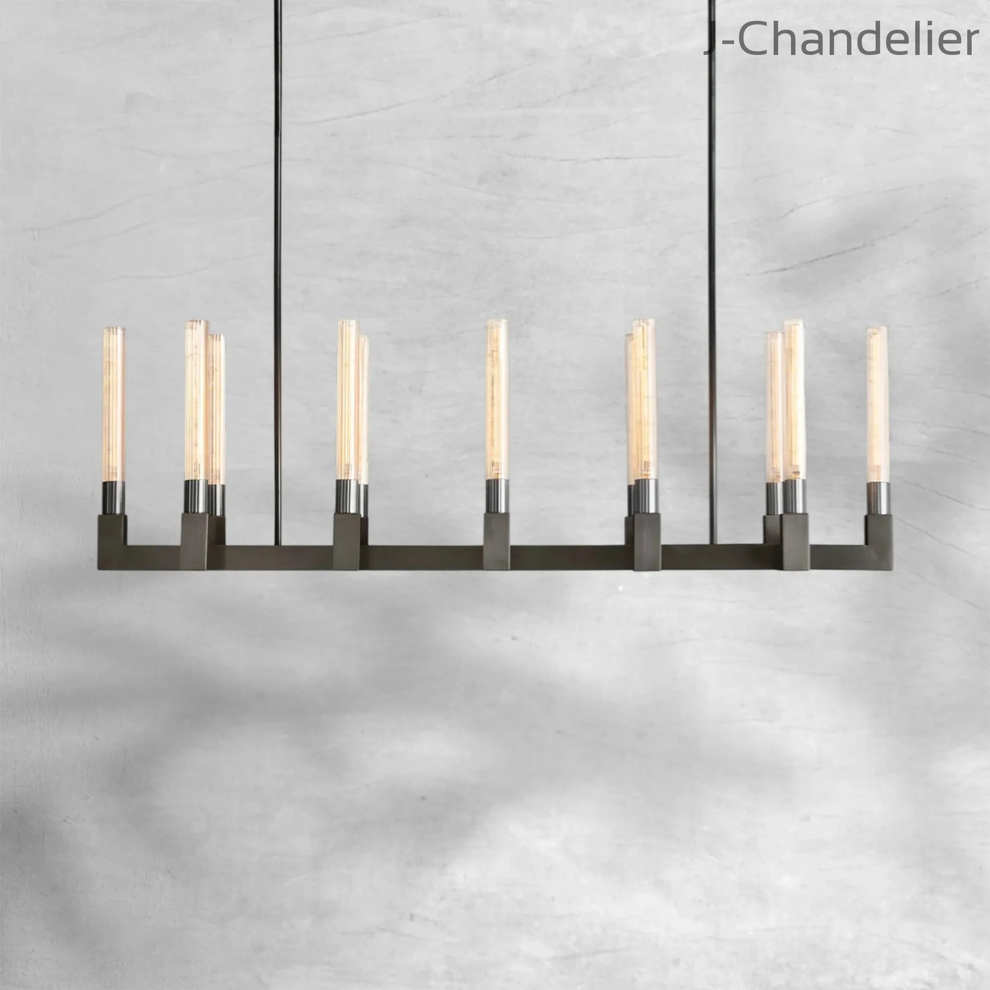 Cannel Glass Linear Chandelier 55"