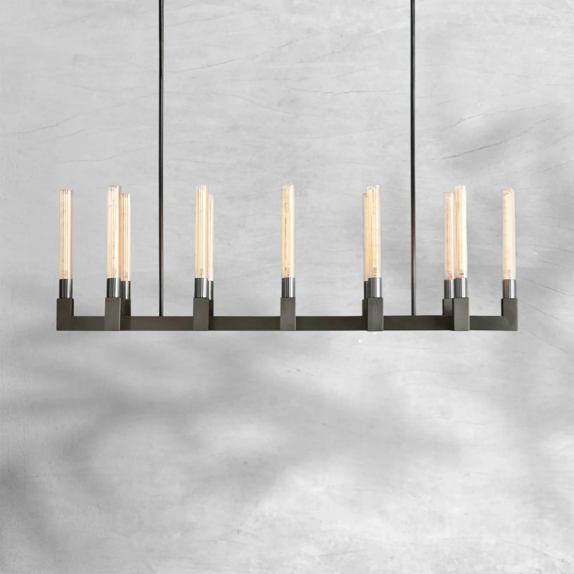 Cannel Glass Linear Chandelier 55"