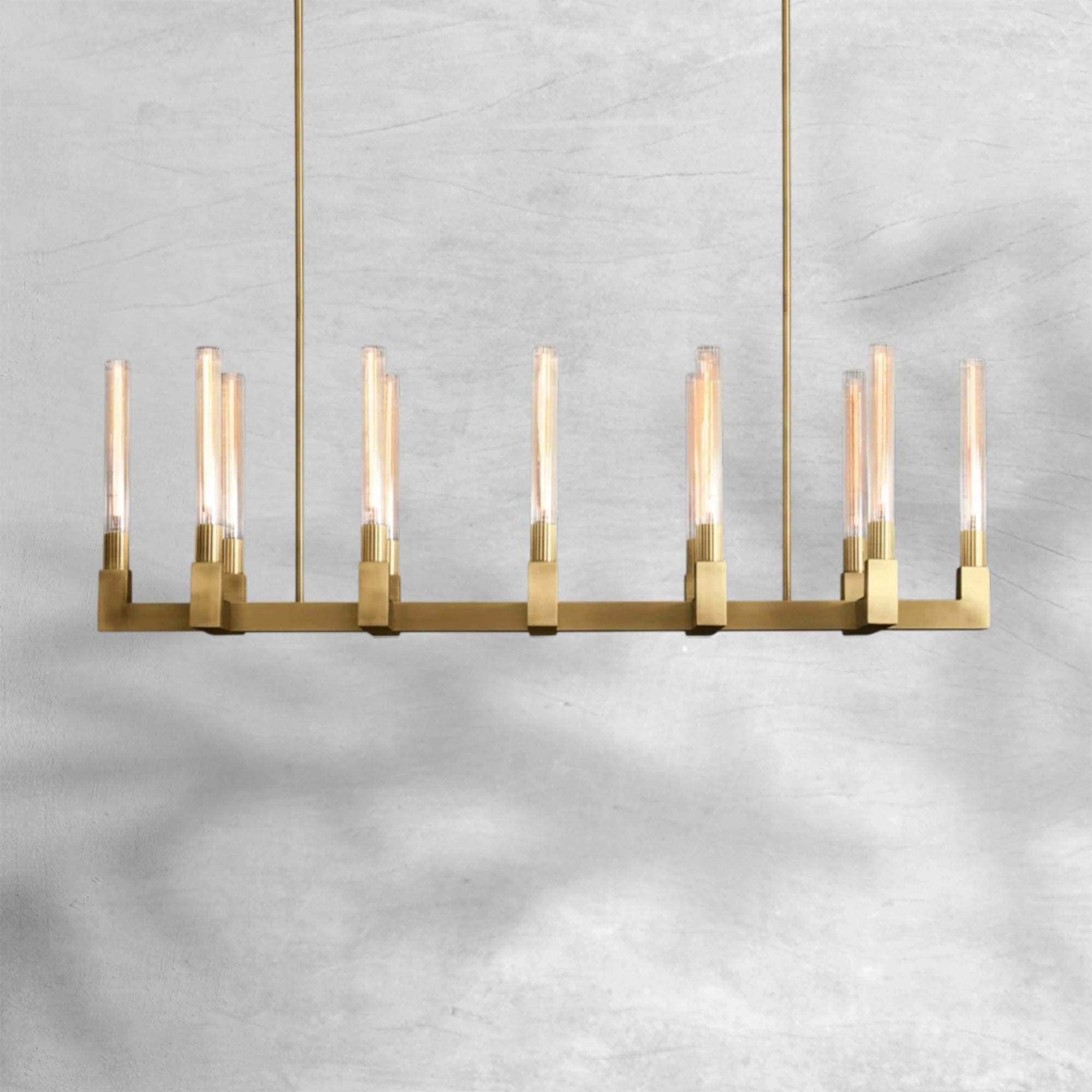 Cannel Glass Linear Chandelier 55"